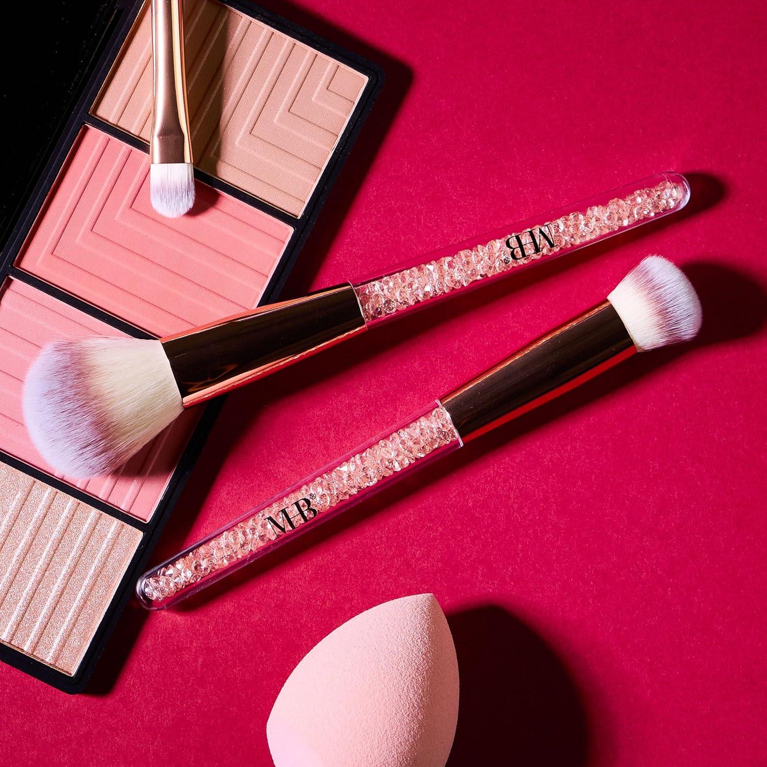 image:image10pc Pro Makeup Brush Set wSparkling Gemstones in Gold 10 Quality Soft Bristle Makeup Brushes For Everyday Use Professional Makeup Brushes amp ToolsRose Gold