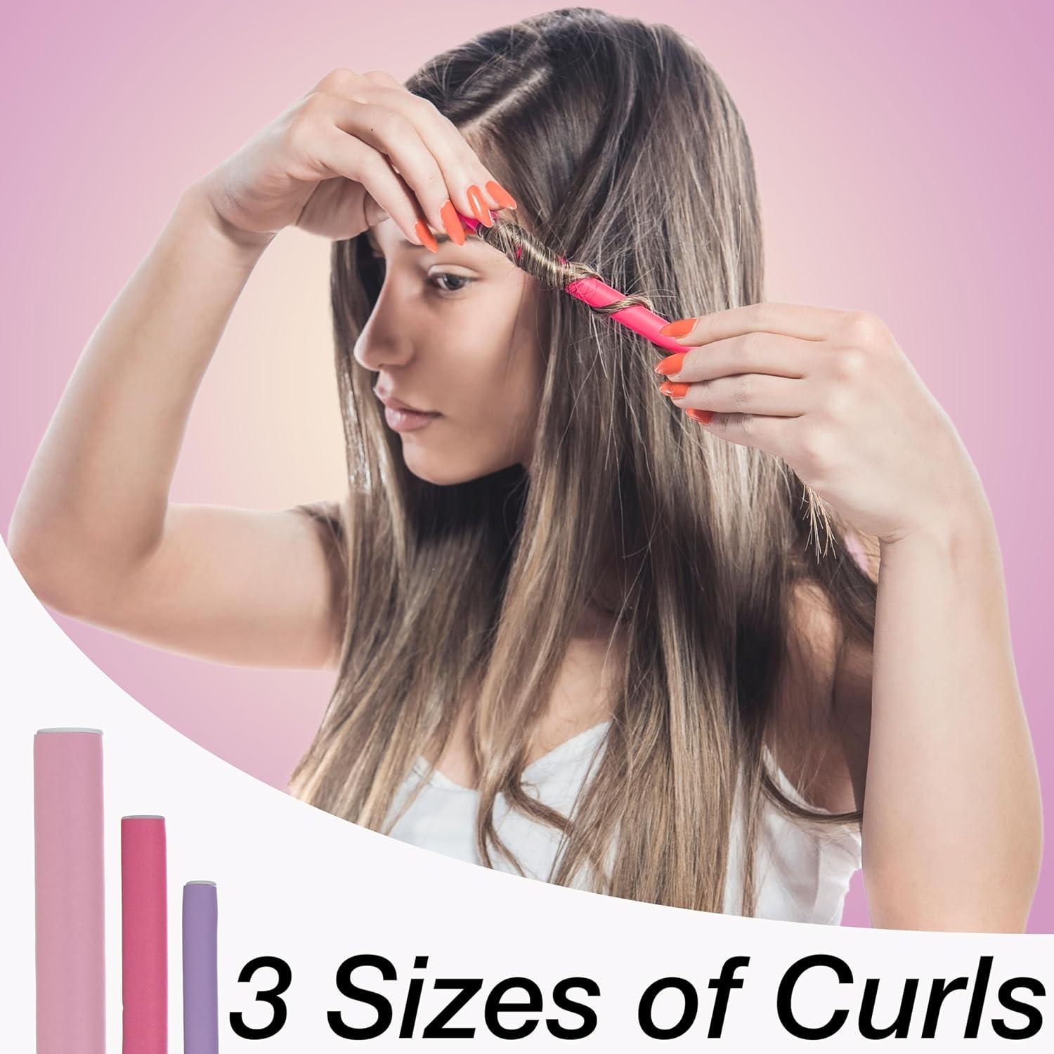 image:image12pc Flexible Curling Rods Value Pack Foam Curlers in Assorted Sizes Curly Rods For Hair Heatless Hair Curlers for Spiral Curls amp Waves
