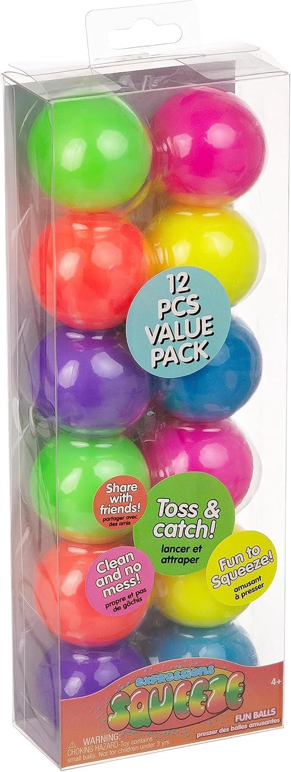 image:image12pc Value Pack Squeeze Balls in Assorted Glitter Colors Fidget Toy Stress Balls for Adults and Kids Anxiety Relief Items to Squish Squeeze Throw and Stick Fidgets for KidsNEON