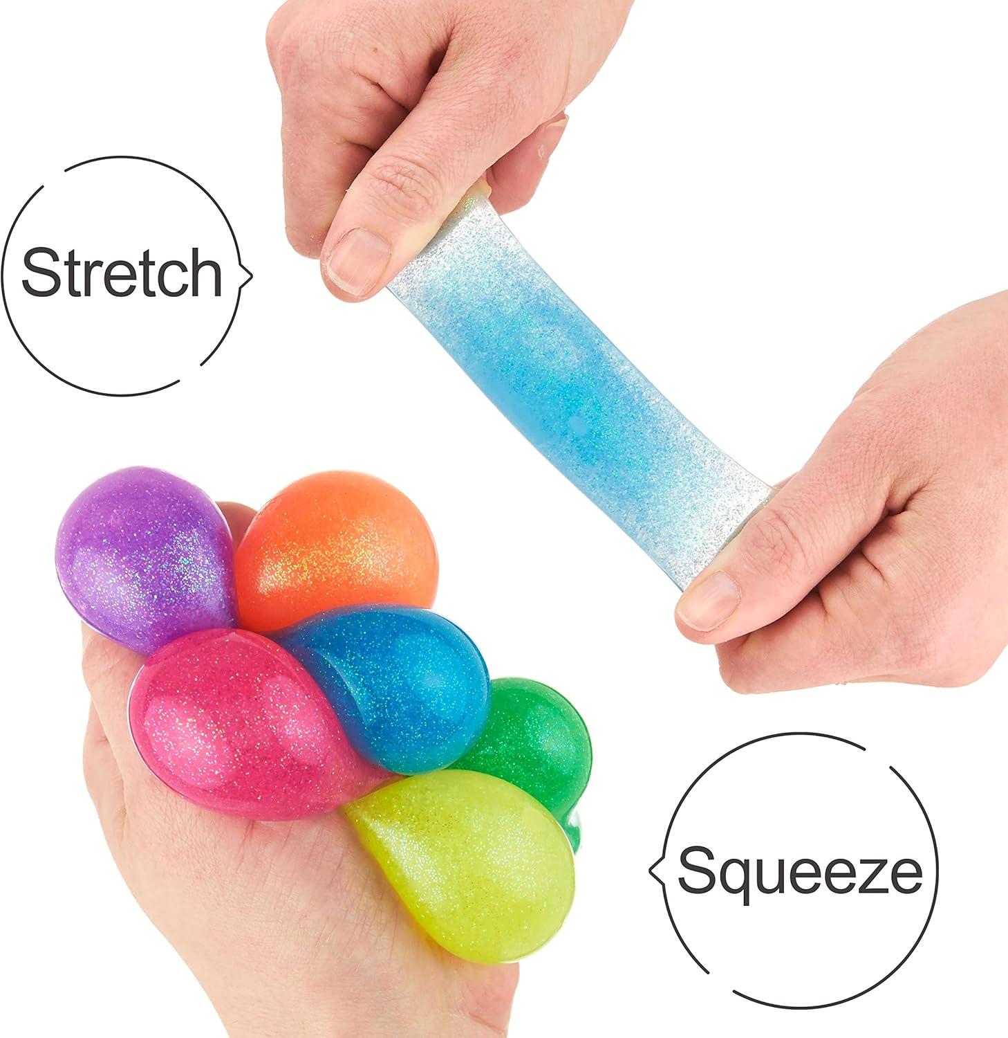 image:image12pc Value Pack Squeeze Balls in Assorted Glitter Colors Fidget Toy Stress Balls for Adults and Kids Anxiety Relief Items to Squish Squeeze Throw and Stick Fidgets for KidsGLITTER