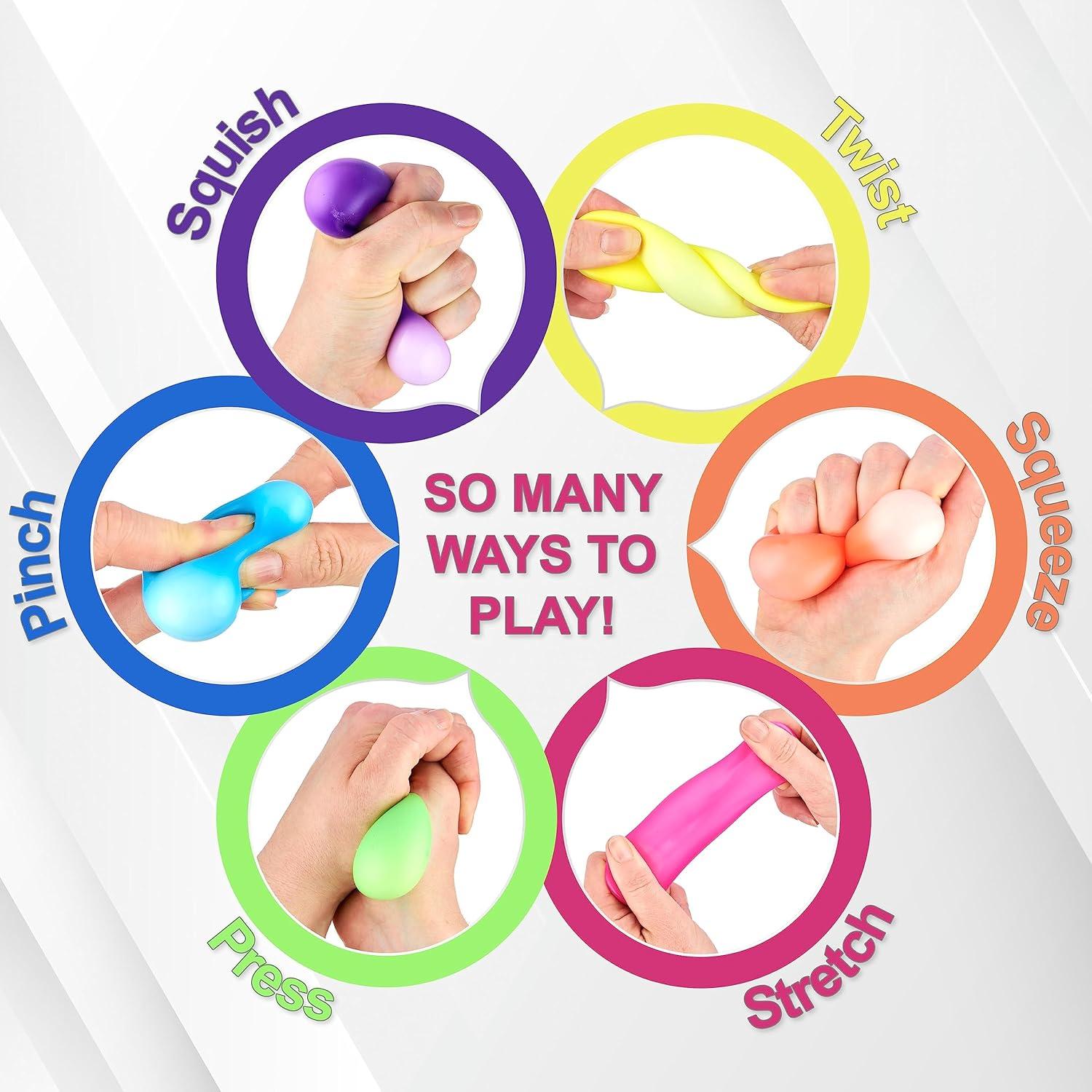 image:image12pc Value Pack Squeeze Balls in Assorted Glitter Colors Fidget Toy Stress Balls for Adults and Kids Anxiety Relief Items to Squish Squeeze Throw and Stick Fidgets for KidsNEON