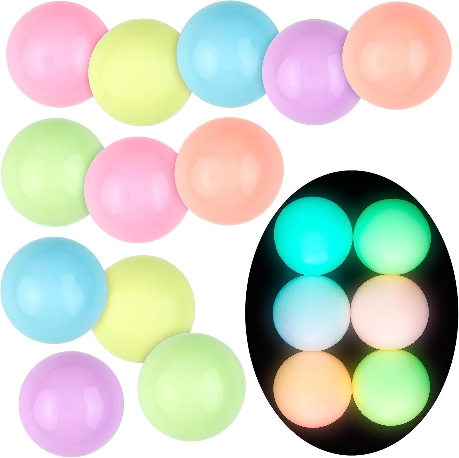 image:image12pc Value Pack Squeeze Balls in Assorted Glitter Colors Fidget Toy Stress Balls for Adults and Kids Anxiety Relief Items to Squish Squeeze Throw and Stick Fidgets for KidsGLOW IN THE DARK