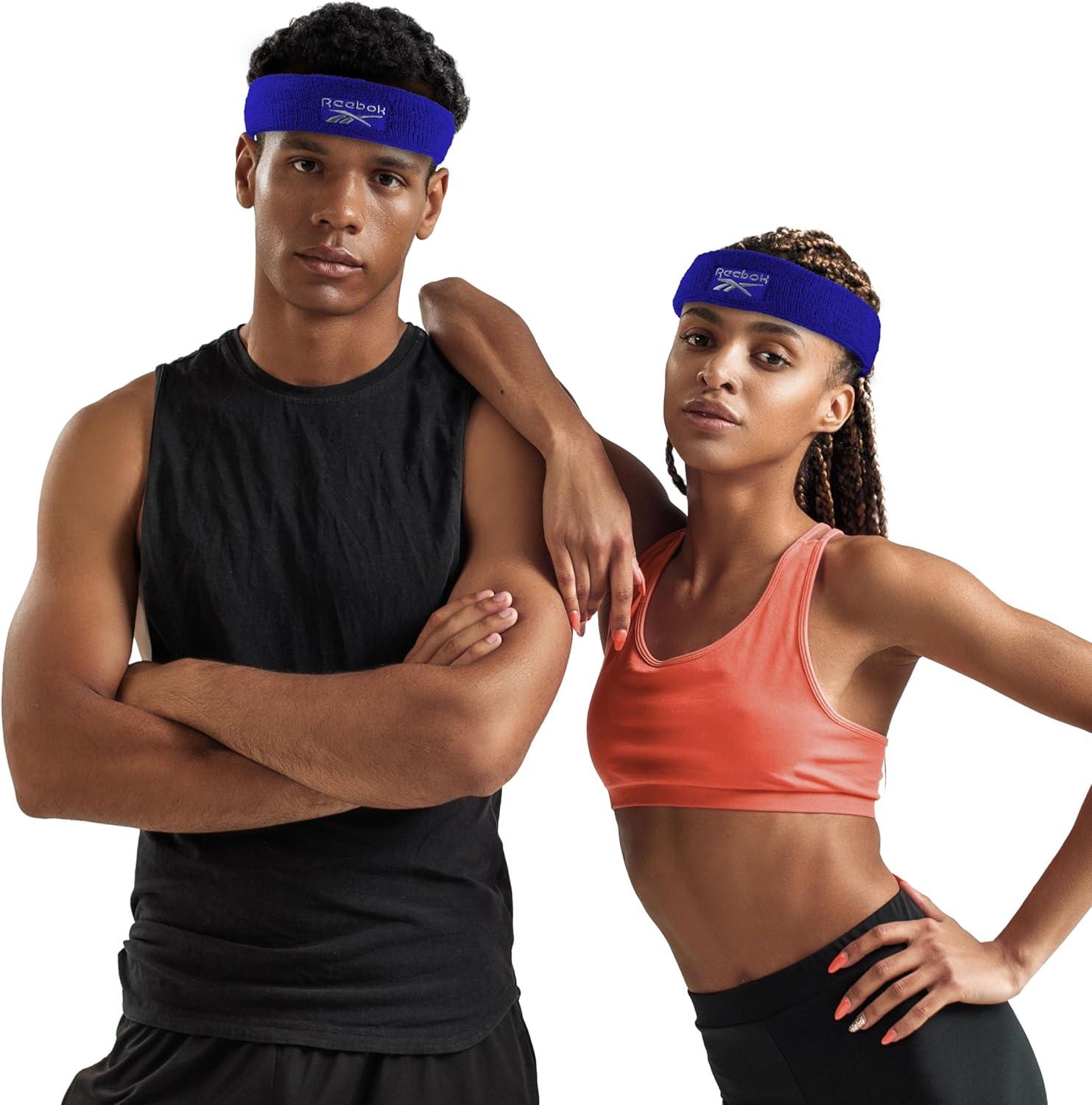 image:image1pc Unisex 225in Wide Workout Headband wStay Dry Technology Terry Cloth Band MoistureWicking Fabric Quality Gym Hair Accessories for Active ComfortReebokBlue