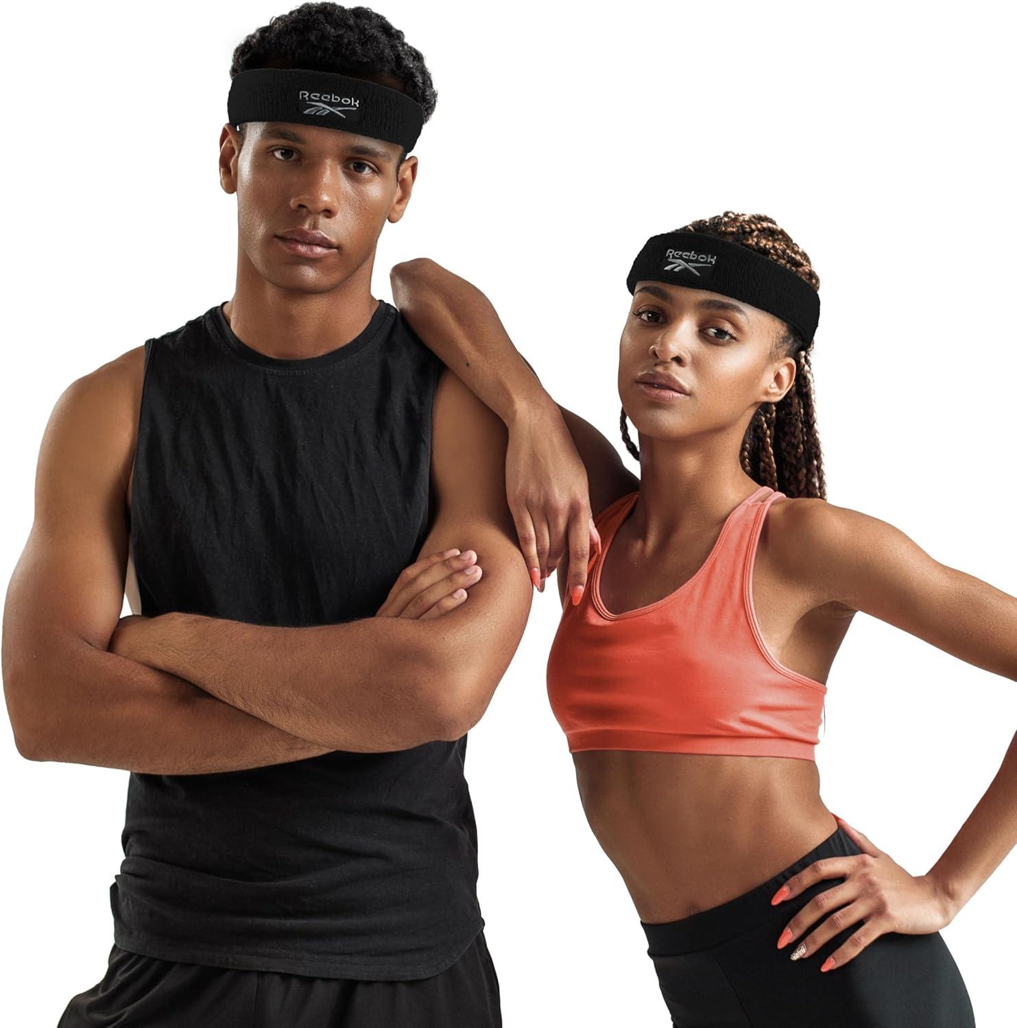 image:image1pc Unisex 225in Wide Workout Headband wStay Dry Technology Terry Cloth Band MoistureWicking Fabric Quality Gym Hair Accessories for Active ComfortReebokBlack