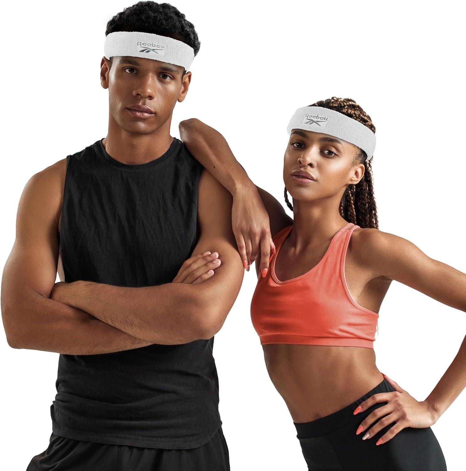 image:image1pc Unisex 225in Wide Workout Headband wStay Dry Technology Terry Cloth Band MoistureWicking Fabric Quality Gym Hair Accessories for Active ComfortReebokWhite
