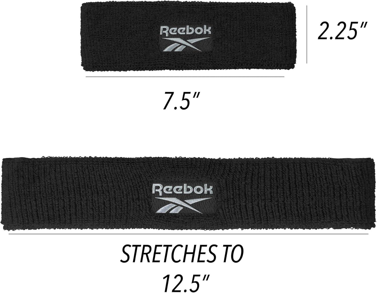 image:image1pc Unisex 225in Wide Workout Headband wStay Dry Technology Terry Cloth Band MoistureWicking Fabric Quality Gym Hair Accessories for Active ComfortReebokBlack