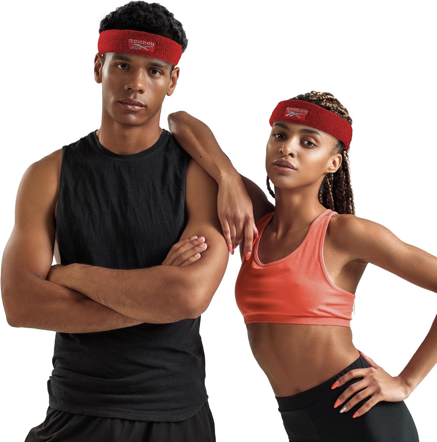 image:image1pc Unisex 225in Wide Workout Headband wStay Dry Technology Terry Cloth Band MoistureWicking Fabric Quality Gym Hair Accessories for Active ComfortReebokRed
