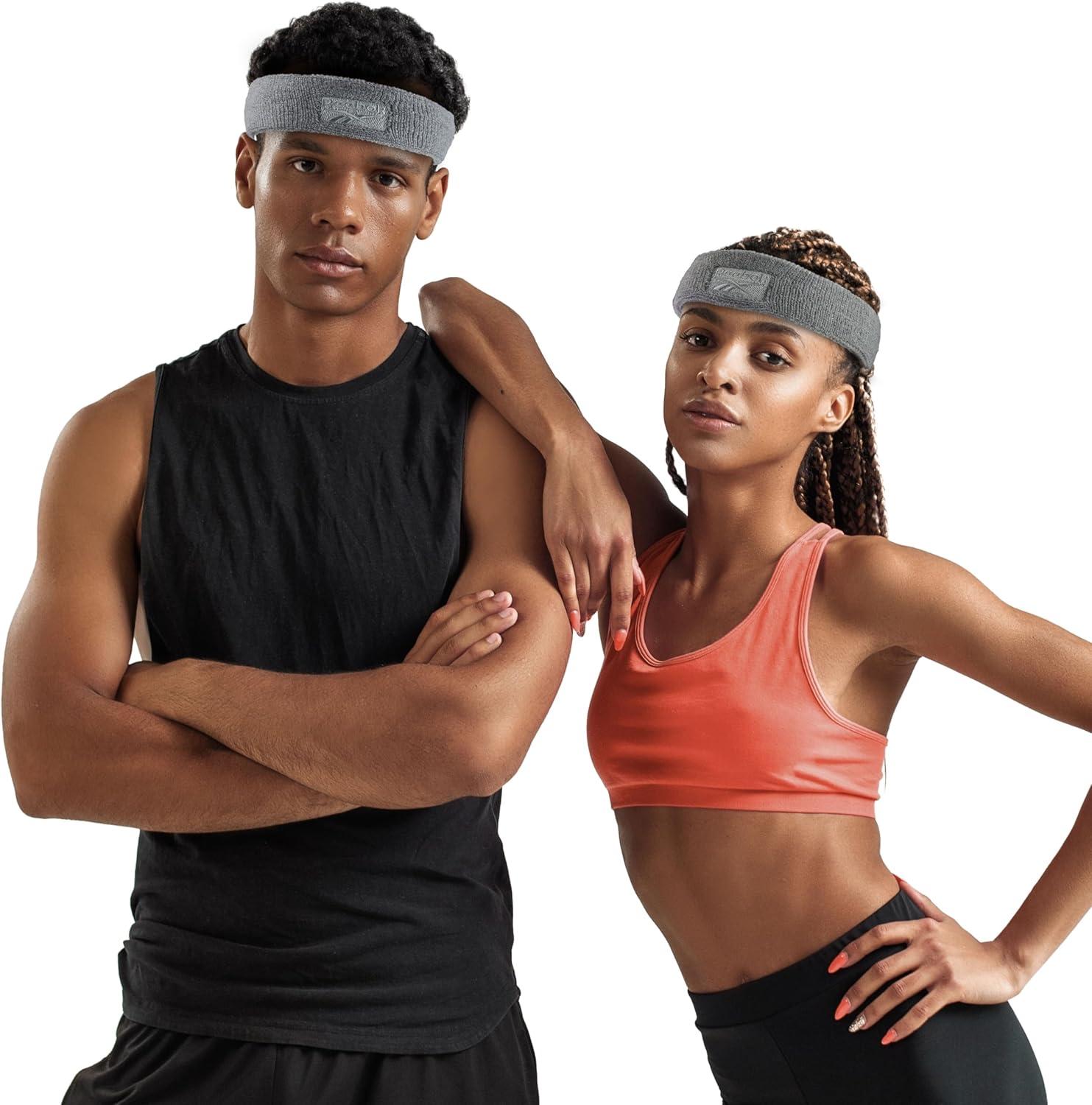 image:image1pc Unisex 225in Wide Workout Headband wStay Dry Technology Terry Cloth Band MoistureWicking Fabric Quality Gym Hair Accessories for Active ComfortReebokGrey