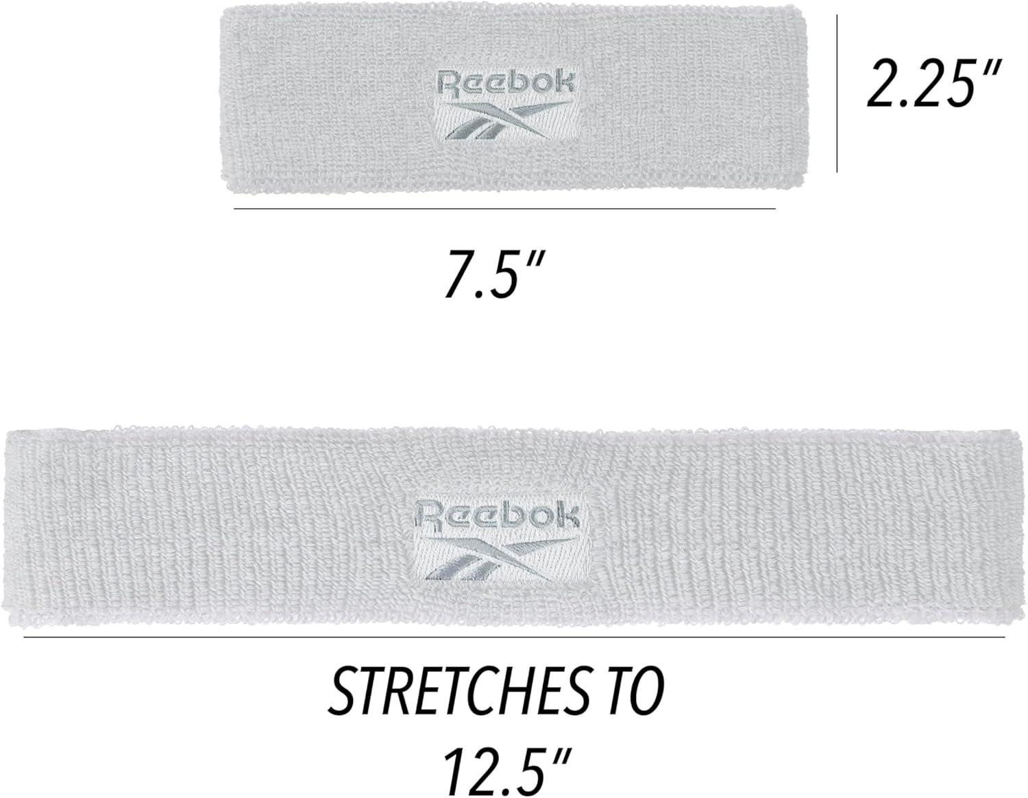 image:image1pc Unisex 225in Wide Workout Headband wStay Dry Technology Terry Cloth Band MoistureWicking Fabric Quality Gym Hair Accessories for Active ComfortReebokWhite