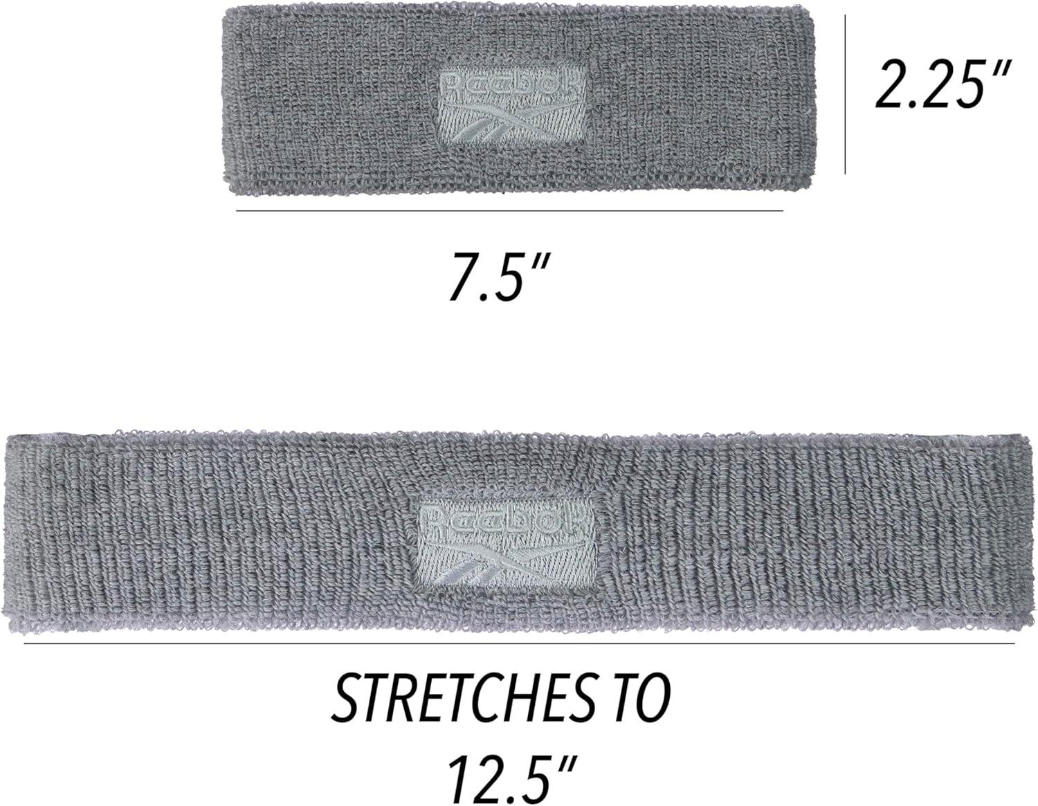 image:image1pc Unisex 225in Wide Workout Headband wStay Dry Technology Terry Cloth Band MoistureWicking Fabric Quality Gym Hair Accessories for Active ComfortReebokGrey