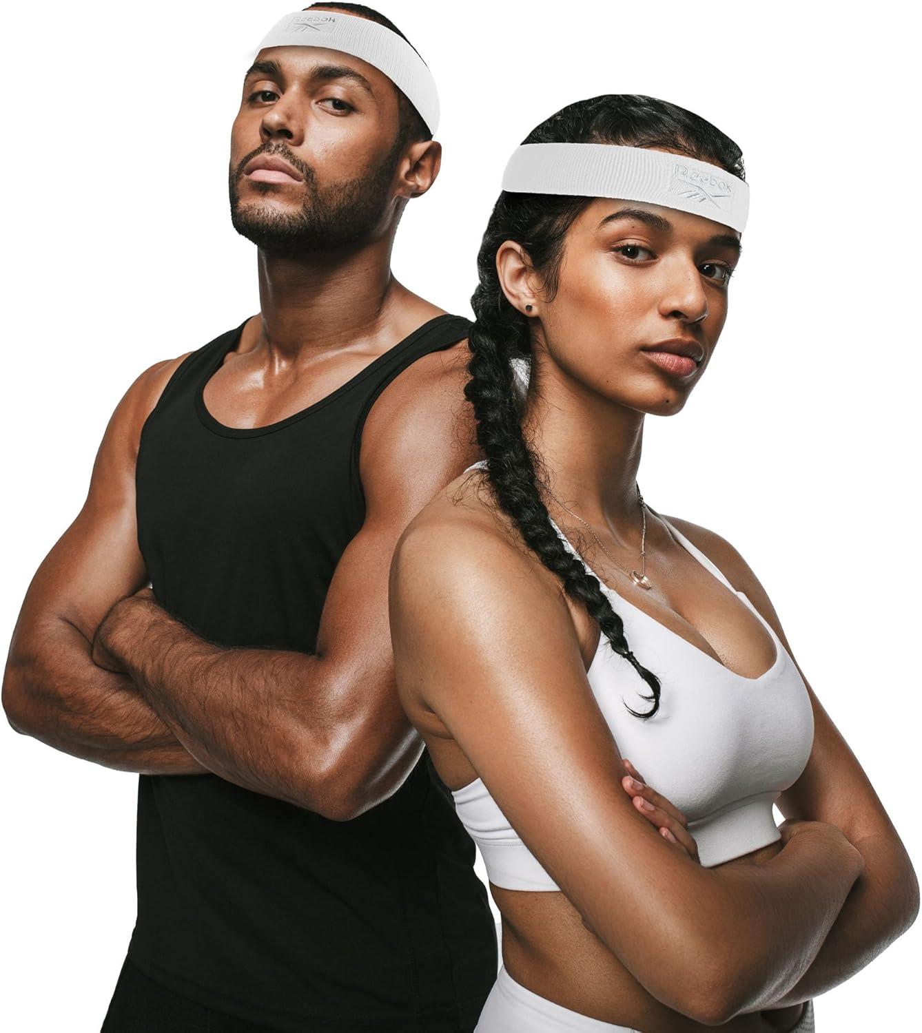 image:image1pc Unisex 225in Wide Workout Headband wStay Dry Technology Terry Cloth Band MoistureWicking Fabric Quality Gym Hair Accessories for Active ComfortReebokWhite
