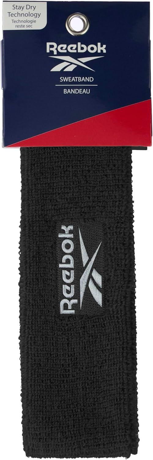 image:image1pc Unisex 225in Wide Workout Headband wStay Dry Technology Terry Cloth Band MoistureWicking Fabric Quality Gym Hair Accessories for Active ComfortReebokBlack