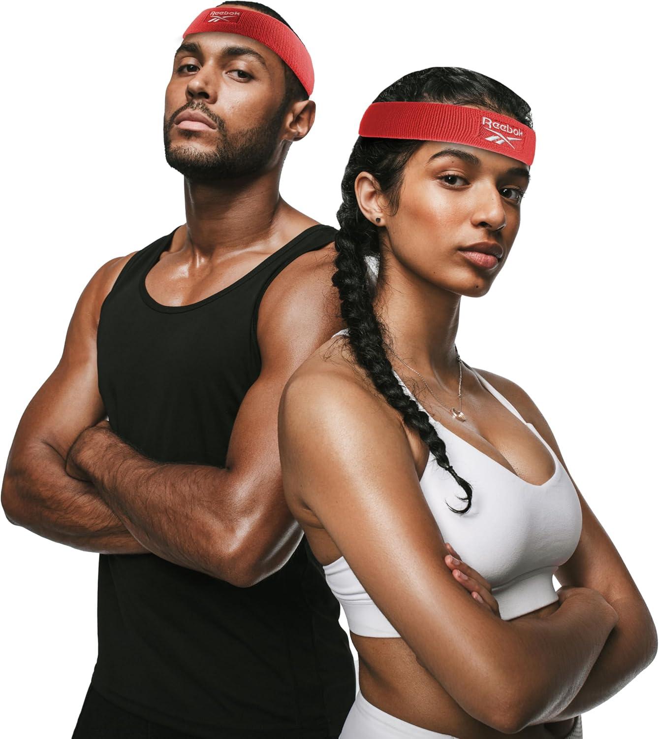 image:image1pc Unisex Athletic Sweatband 225in Thick Workout Headband wStay Dry Technology MoistureWicking FabricQuality Gym Hair Accessories for Active ComfortReebokred