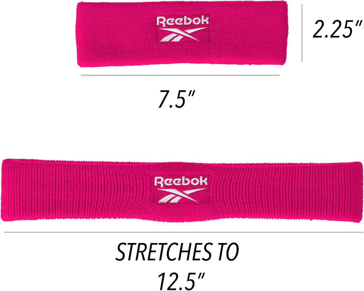 image:image1pc Unisex Athletic Sweatband 225in Thick Workout Headband wStay Dry Technology MoistureWicking FabricQuality Gym Hair Accessories for Active ComfortReebokpink
