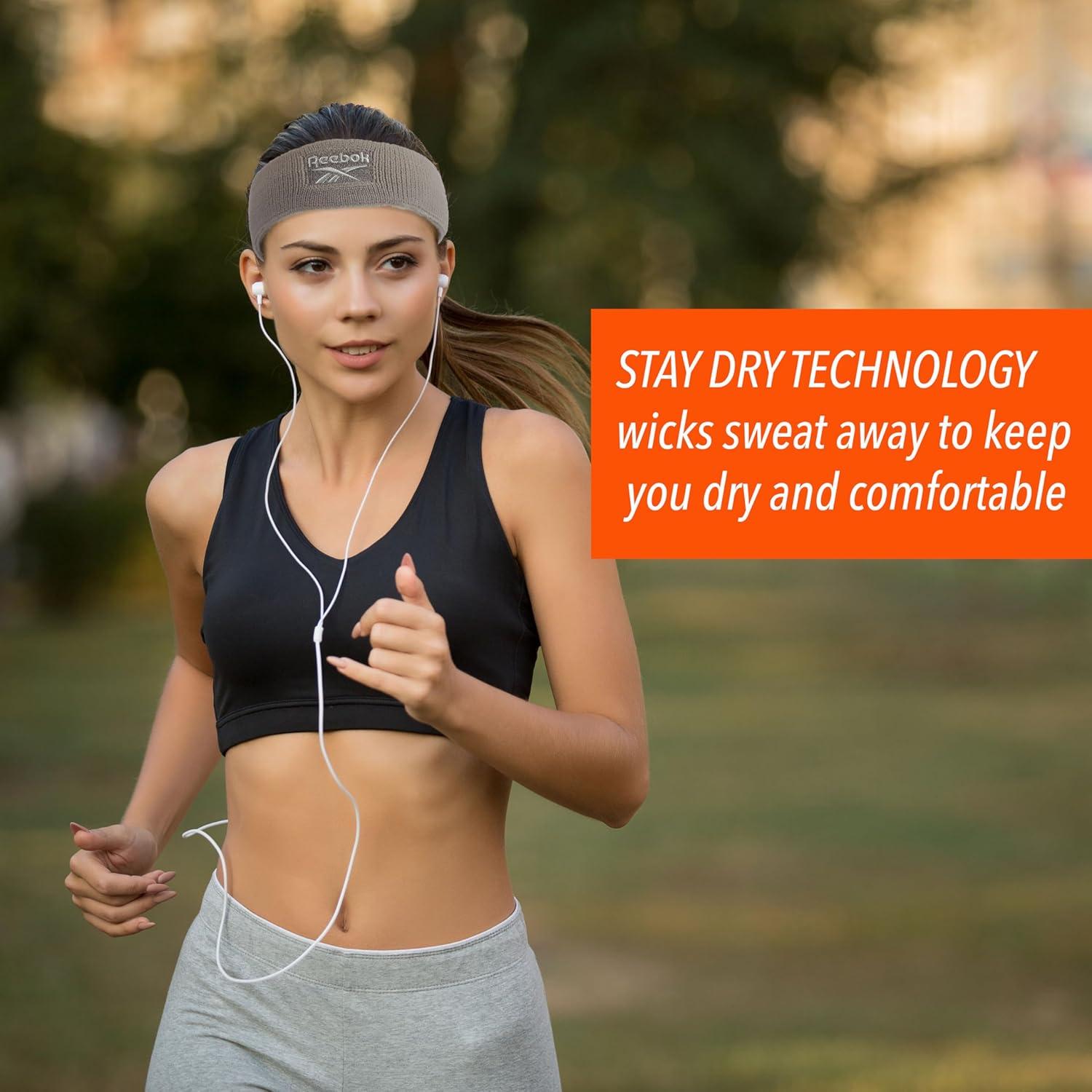 image:image1pc Unisex Athletic Sweatband 225in Thick Workout Headband wStay Dry Technology MoistureWicking FabricQuality Gym Hair Accessories for Active ComfortReebokgray