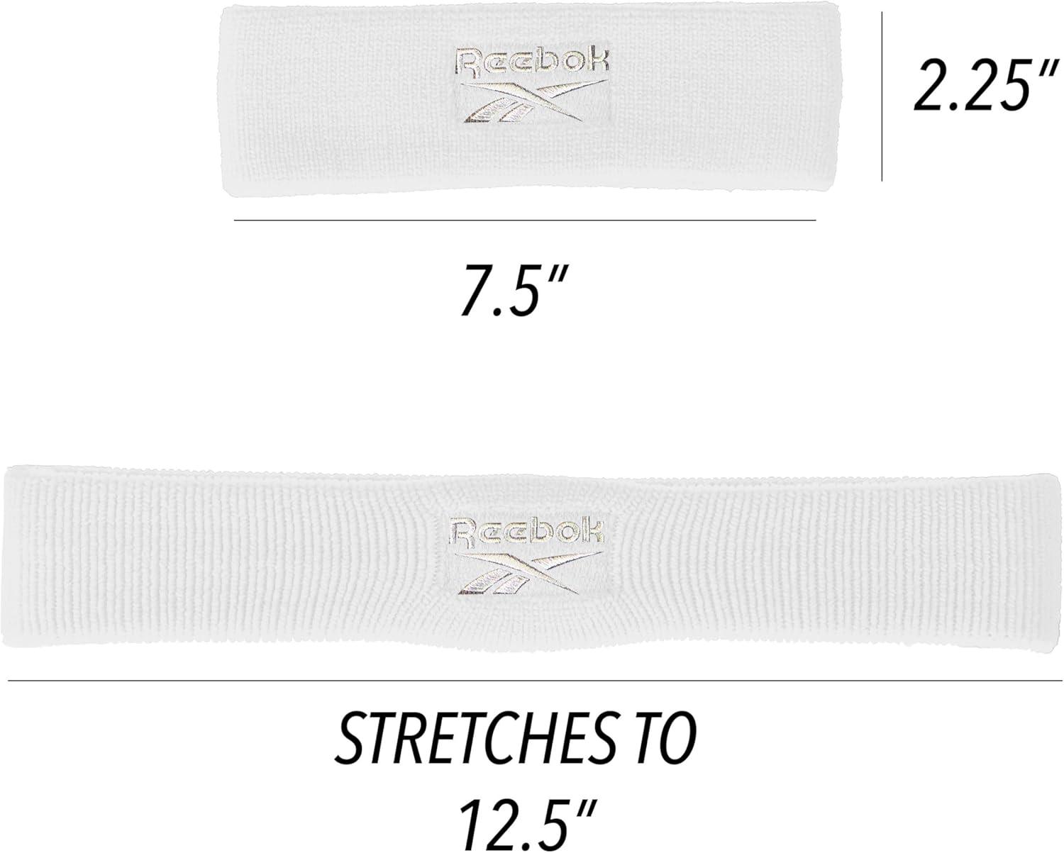 image:image1pc Unisex Athletic Sweatband 225in Thick Workout Headband wStay Dry Technology MoistureWicking FabricQuality Gym Hair Accessories for Active ComfortReebokwhite
