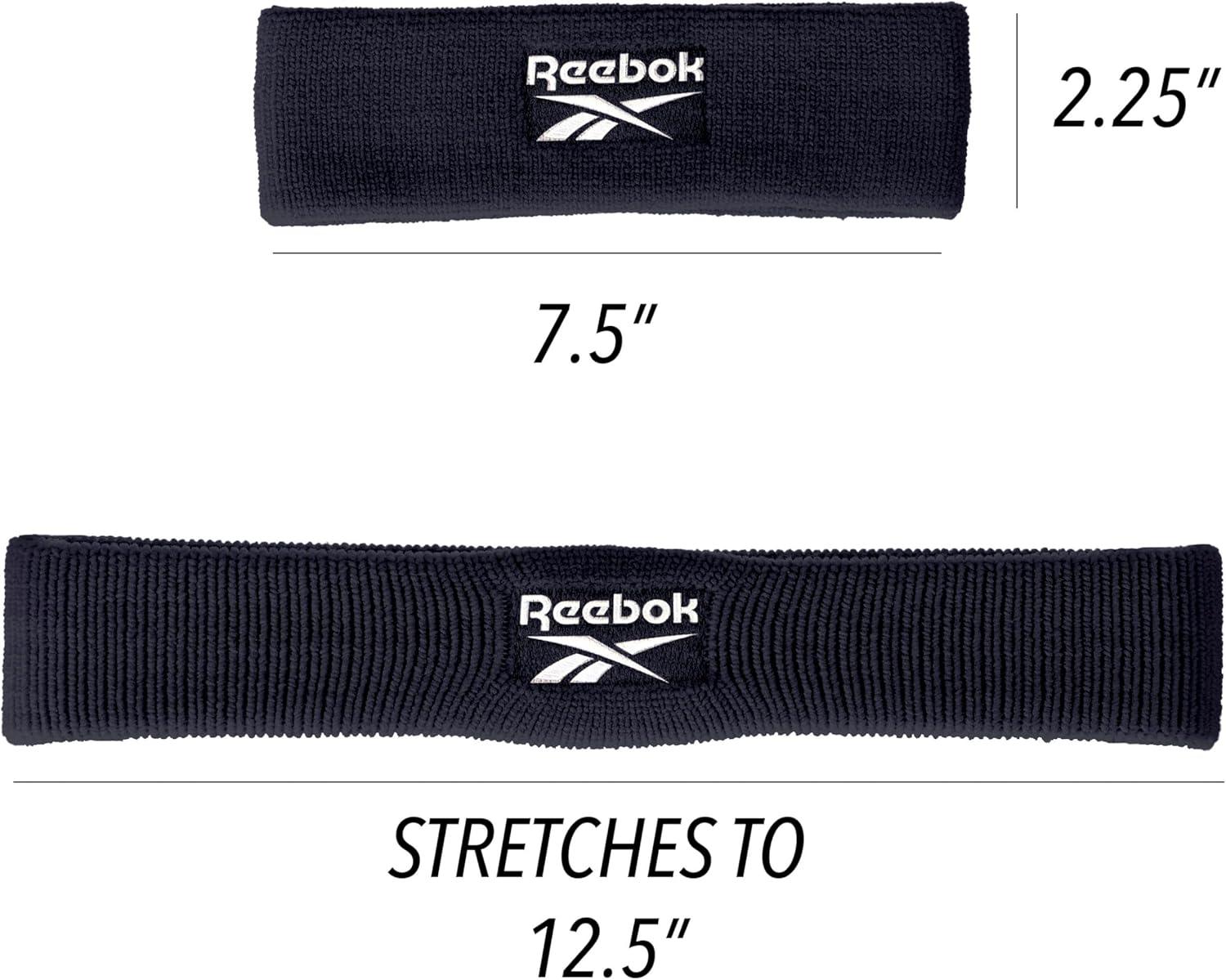 image:image1pc Unisex Athletic Sweatband 225in Thick Workout Headband wStay Dry Technology MoistureWicking FabricQuality Gym Hair Accessories for Active ComfortReebokblack