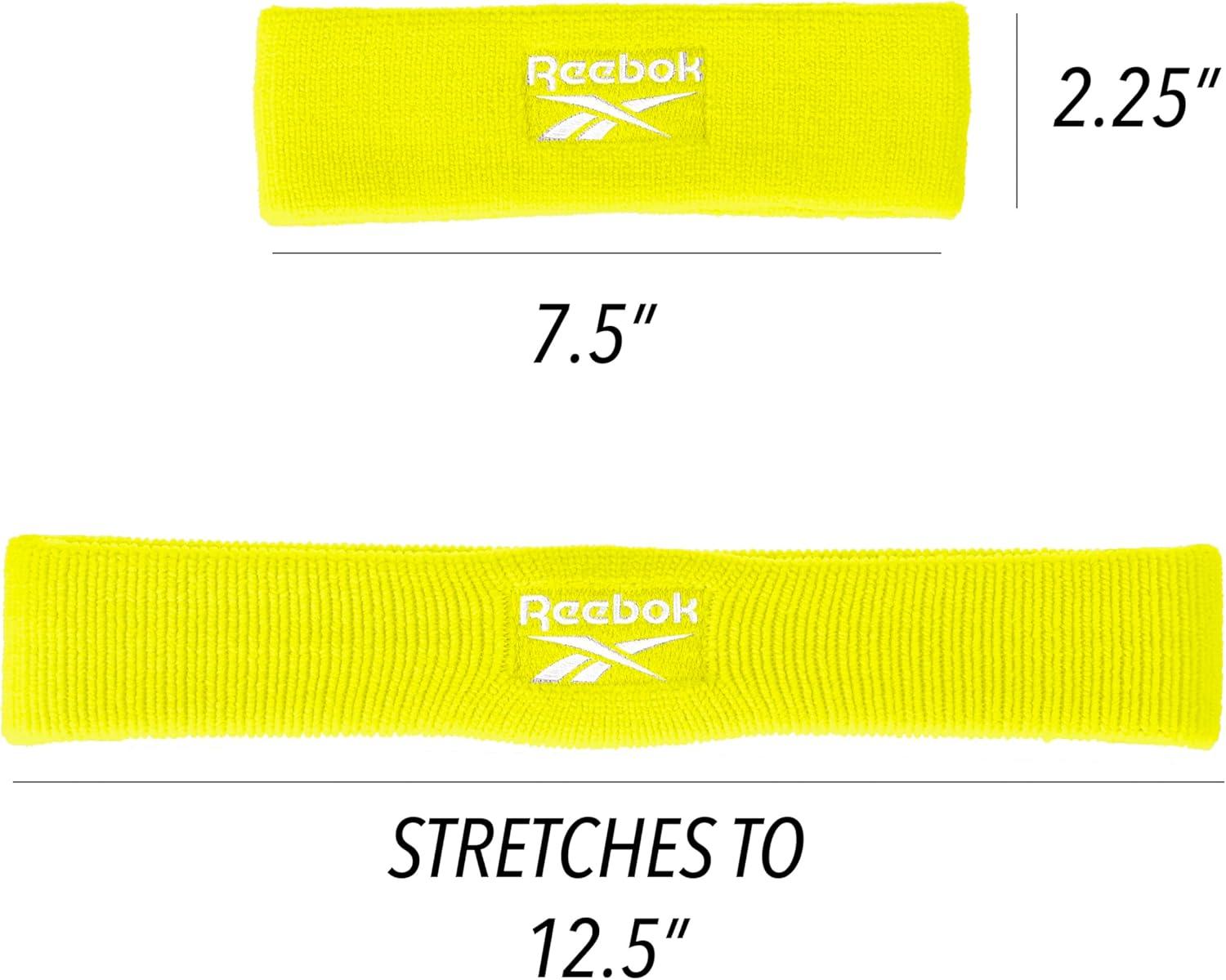 image:image1pc Unisex Athletic Sweatband 225in Thick Workout Headband wStay Dry Technology MoistureWicking FabricQuality Gym Hair Accessories for Active ComfortReebokyellow