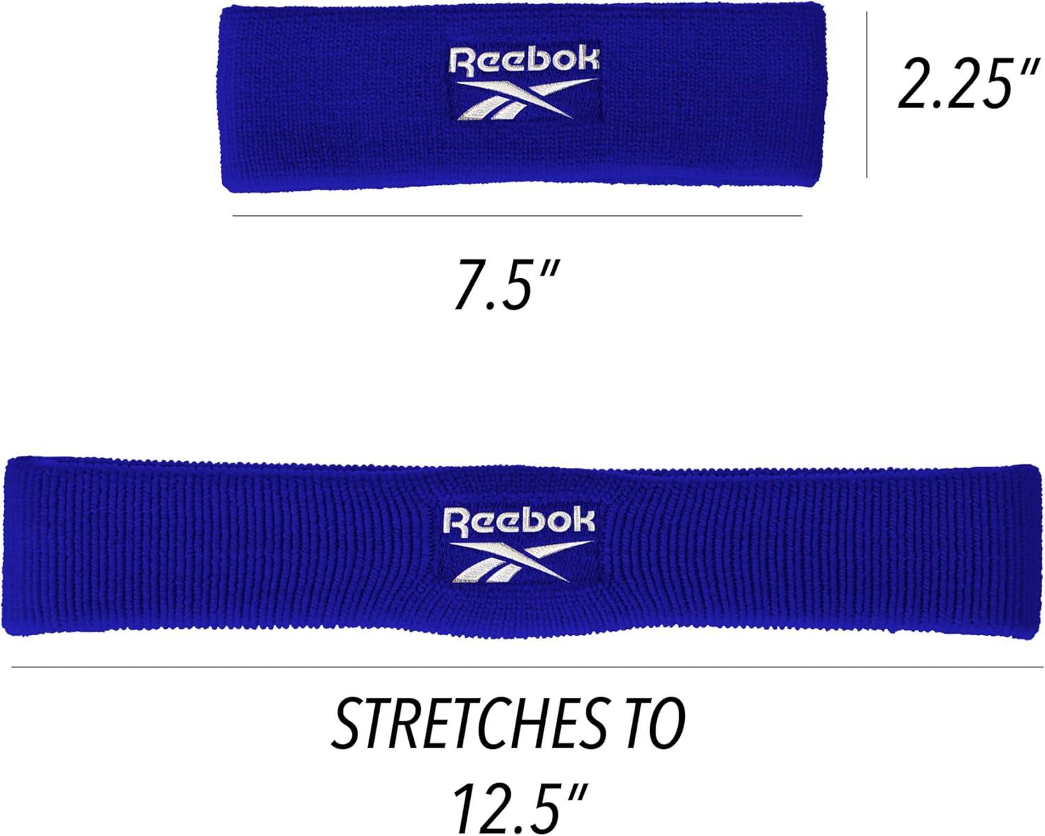 image:image1pc Unisex Athletic Sweatband 225in Thick Workout Headband wStay Dry Technology MoistureWicking FabricQuality Gym Hair Accessories for Active ComfortReeboknavy