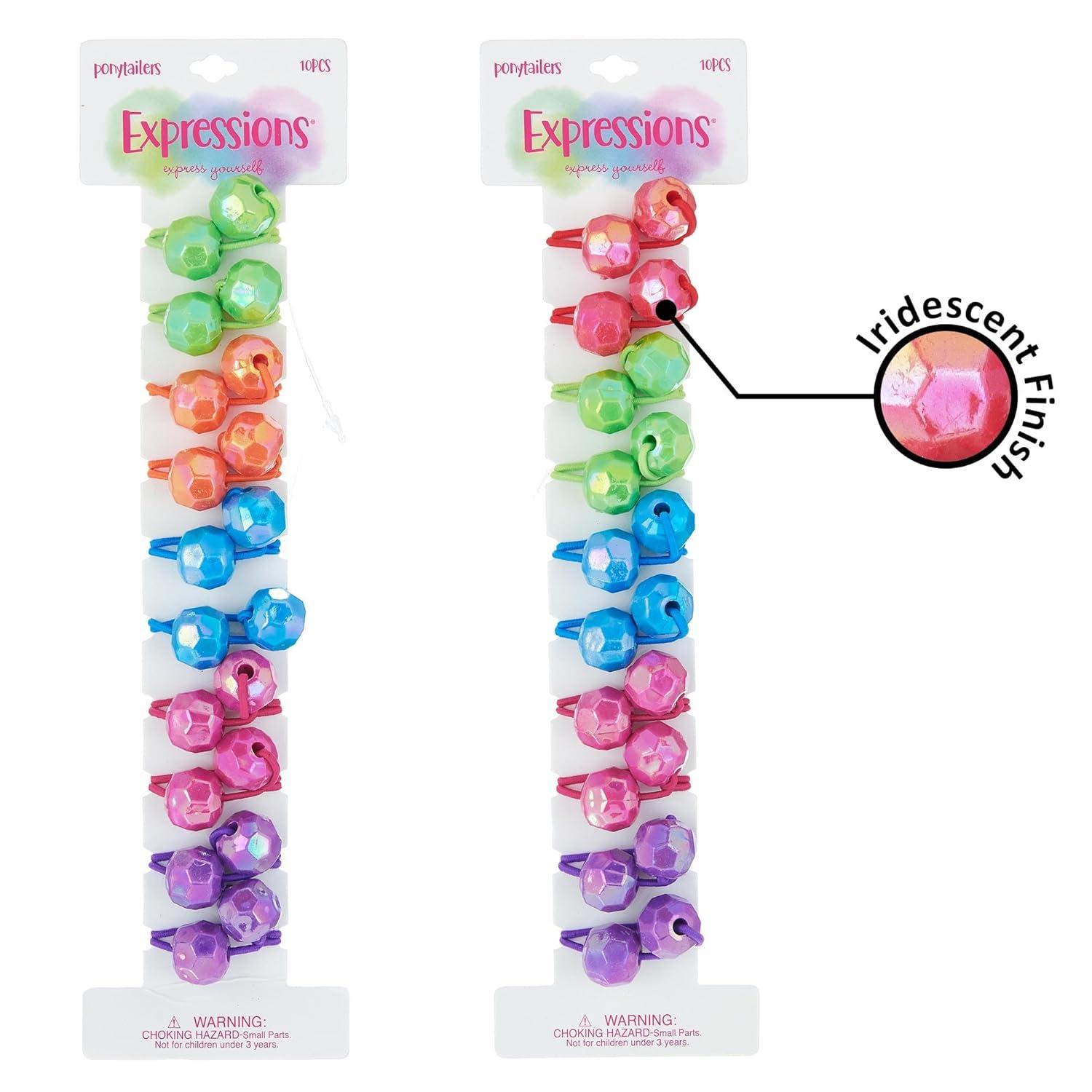 image:image20pc Ponytailers Ponytail Balls Hair Elastics Collection 18mm Round Opaque Multicolored Twin Hair Beads Bauble Hair Ties Ponytail Holders Toddler Kids Bobble Hair Tie Value PackShiny