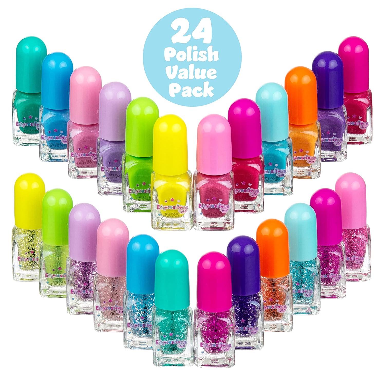 image:image24pc Scented Nail Polish Value Pack Shiny amp Glitter Shades NonToxic WaterBased Manicure amp Pedicure Kit for Girls Gift Set