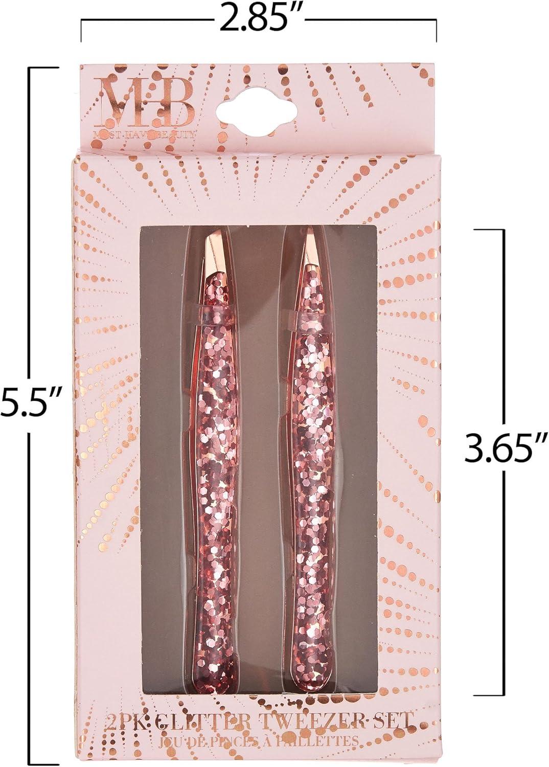 image:image2pc Glitter Tweezer Set in Rose Gold Pointed For Fine Ingrown Hair amp Slanted For Precision Grooming Pack of 2 Tweezers For Women Everyday Hair Tweezers For PluckingRose Gold