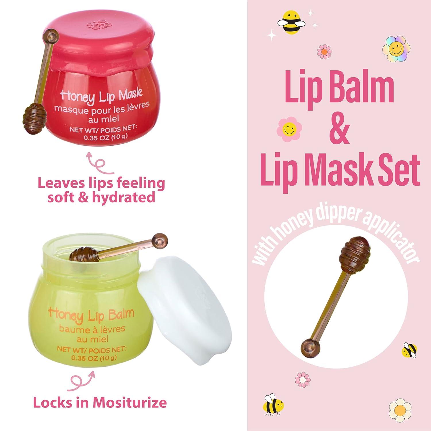 image:image2pc Honey Lip Balm amp Lip Mask Set Simply Sweet Real Honey Jar wDipper Applicator Sticks Safe and NonToxic Lip Gloss Gift Set For Girls
