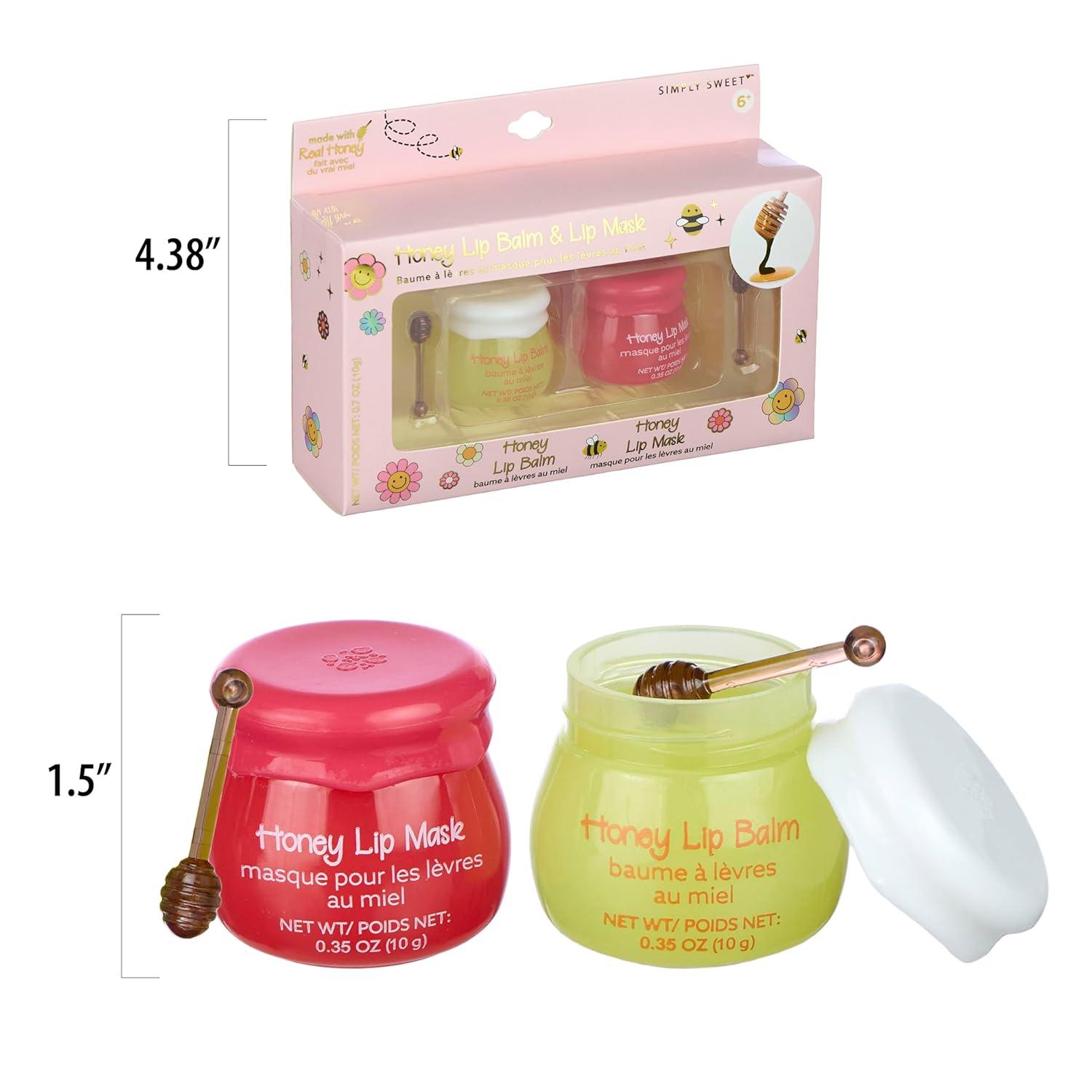 image:image2pc Honey Lip Balm amp Lip Mask Set Simply Sweet Real Honey Jar wDipper Applicator Sticks Safe and NonToxic Lip Gloss Gift Set For Girls