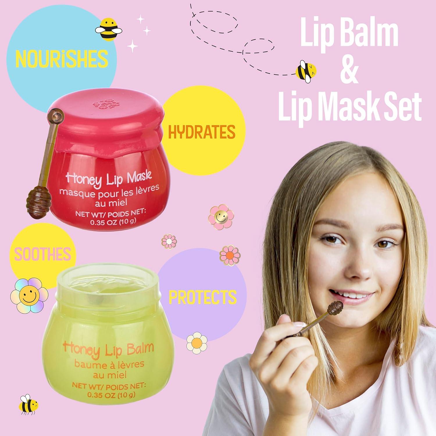 image:image2pc Honey Lip Balm amp Lip Mask Set Simply Sweet Real Honey Jar wDipper Applicator Sticks Safe and NonToxic Lip Gloss Gift Set For Girls