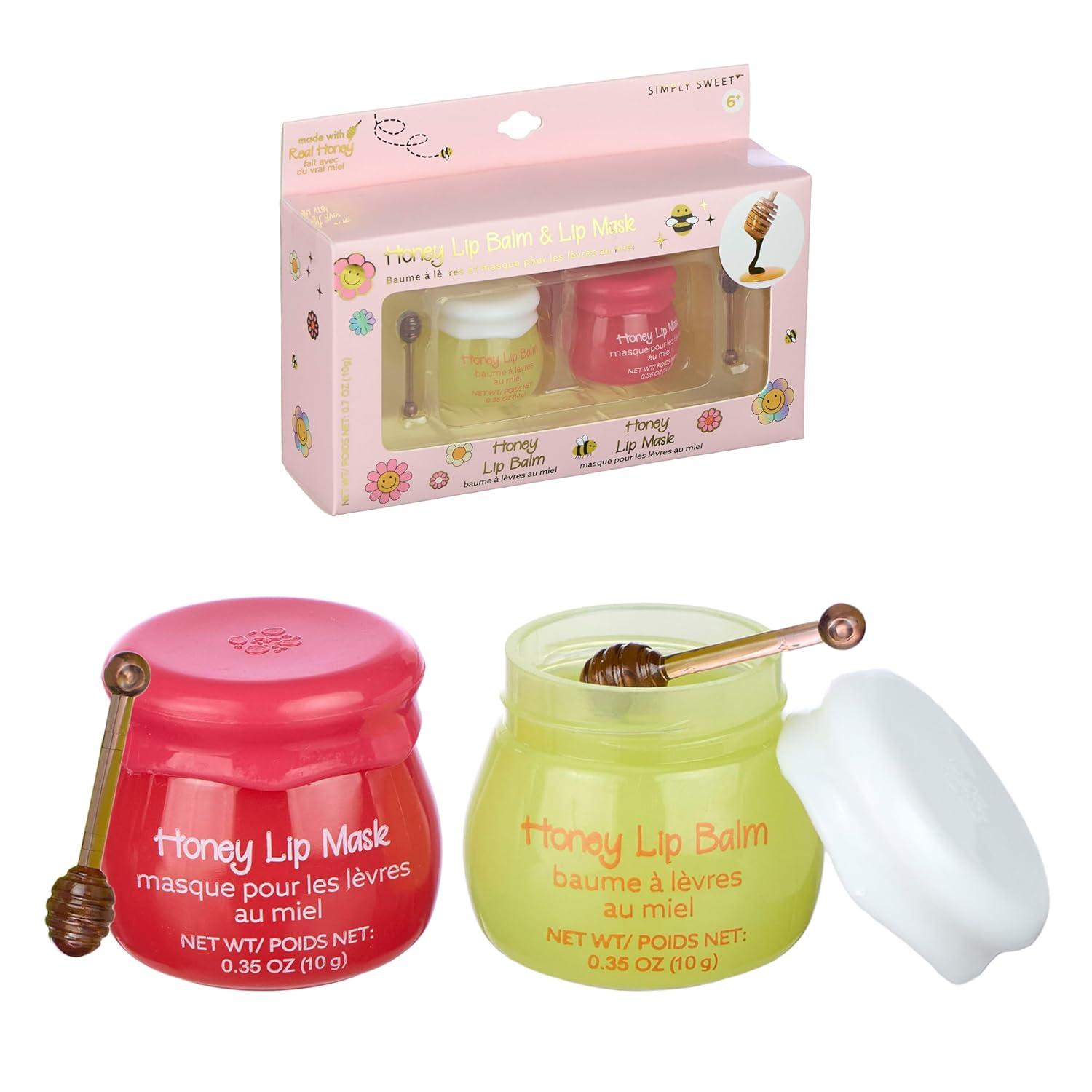image:image2pc Honey Lip Balm amp Lip Mask Set Simply Sweet Real Honey Jar wDipper Applicator Sticks Safe and NonToxic Lip Gloss Gift Set For Girls