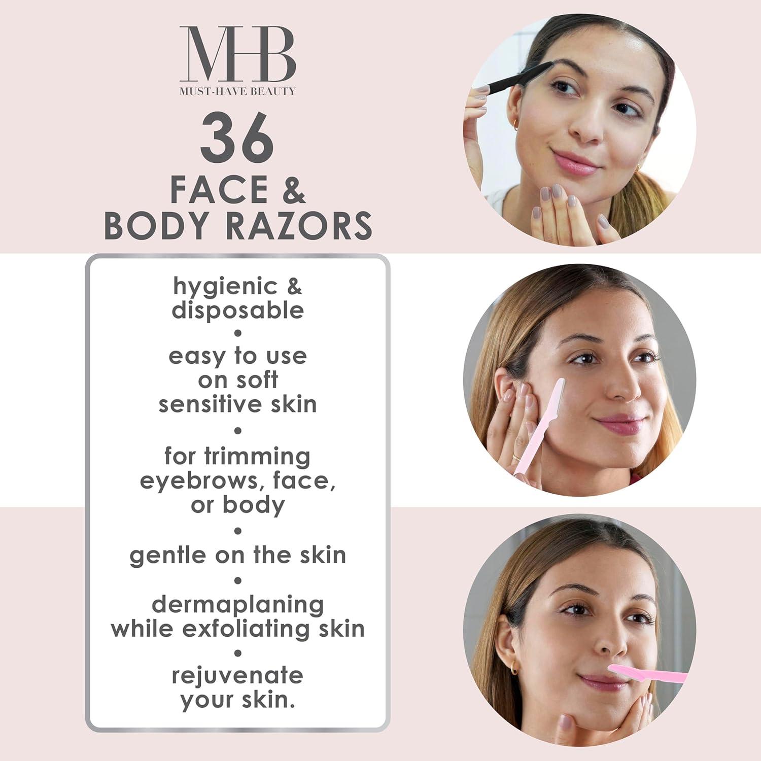 image:image36pc Face amp Body Razors Set Pink amp Black Disposable Razors for Face amp Eyebrow Maintenance Hair Removal Tool Protective Caps amp Reusable Storage Canister