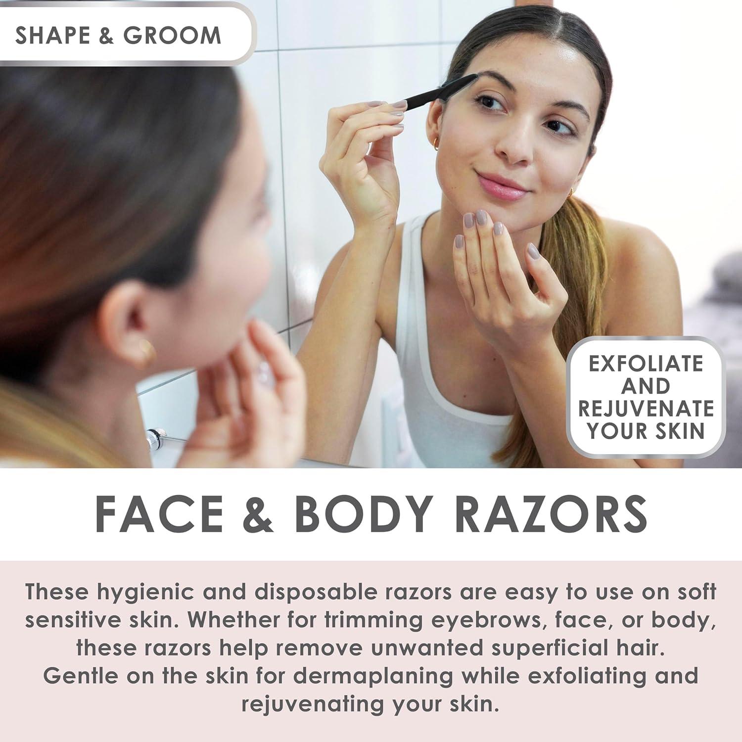 image:image36pc Face amp Body Razors Set Pink amp Black Disposable Razors for Face amp Eyebrow Maintenance Hair Removal Tool Protective Caps amp Reusable Storage Canister