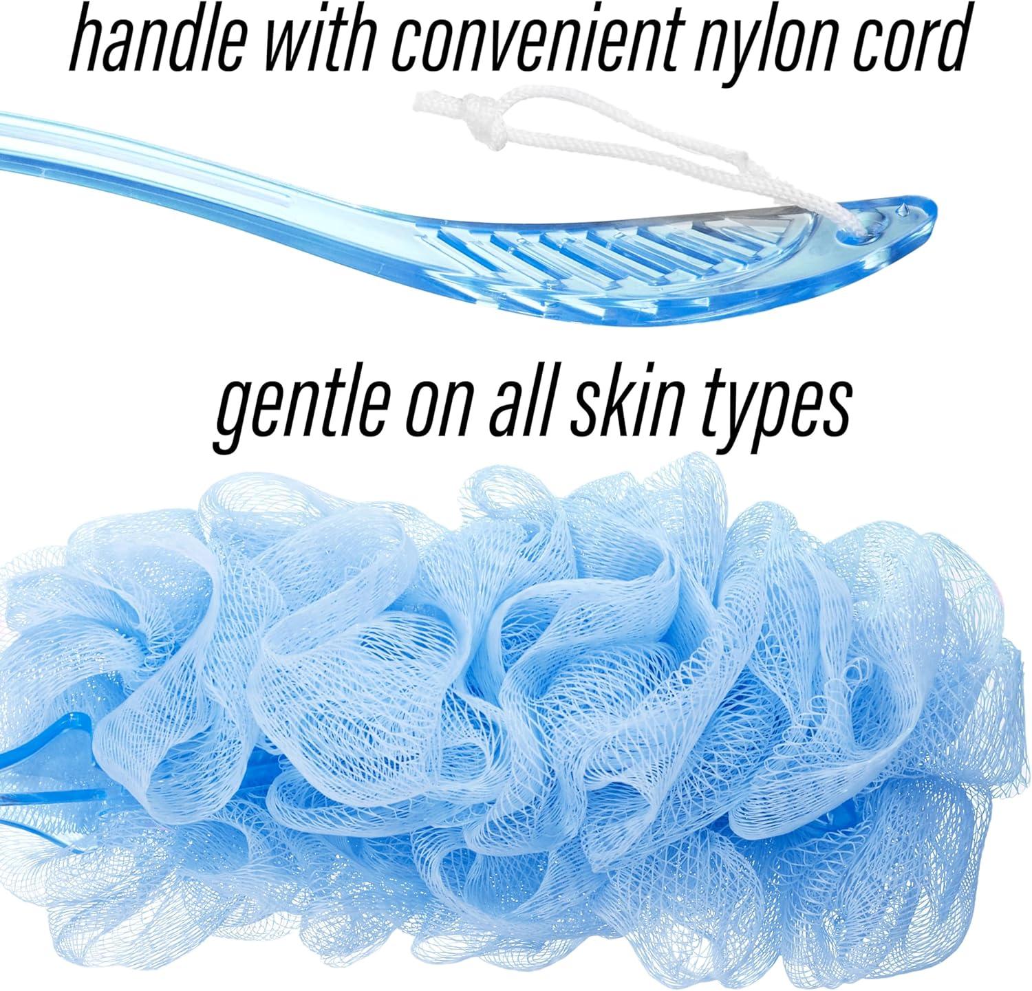 image:image3pc Luxury Loofah Set Round Loofah Stick Shower Scrubber with Long Handle and Loop for Easy Hanging Exfoliating Body Scrubber Value PackMulti