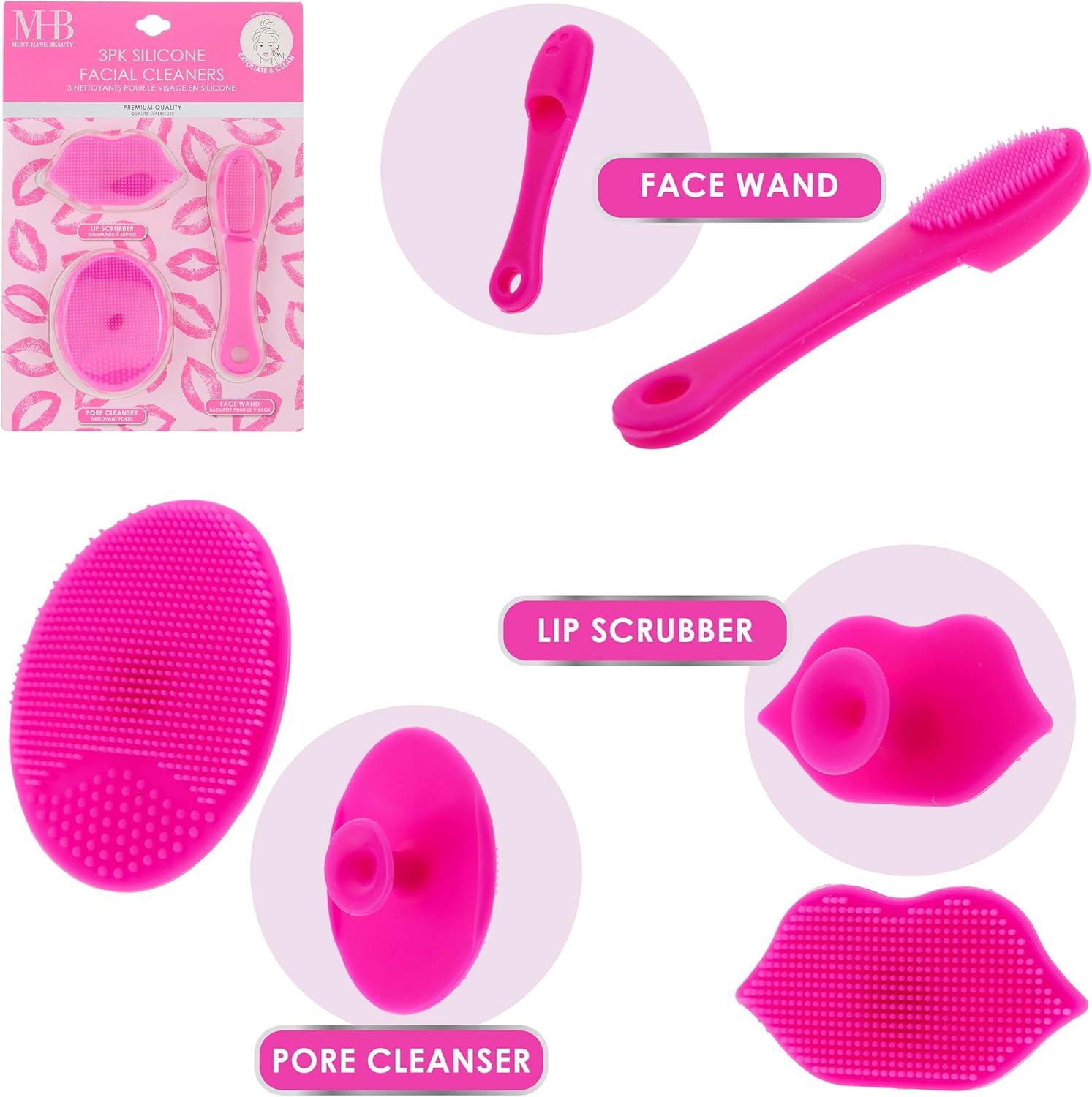 image:image3pc Silicone Facial Cleaner Kit Face Wand Lip Scrubber Pore Exfoliation Reusable Tools Gentle Daily Massager Skin Health