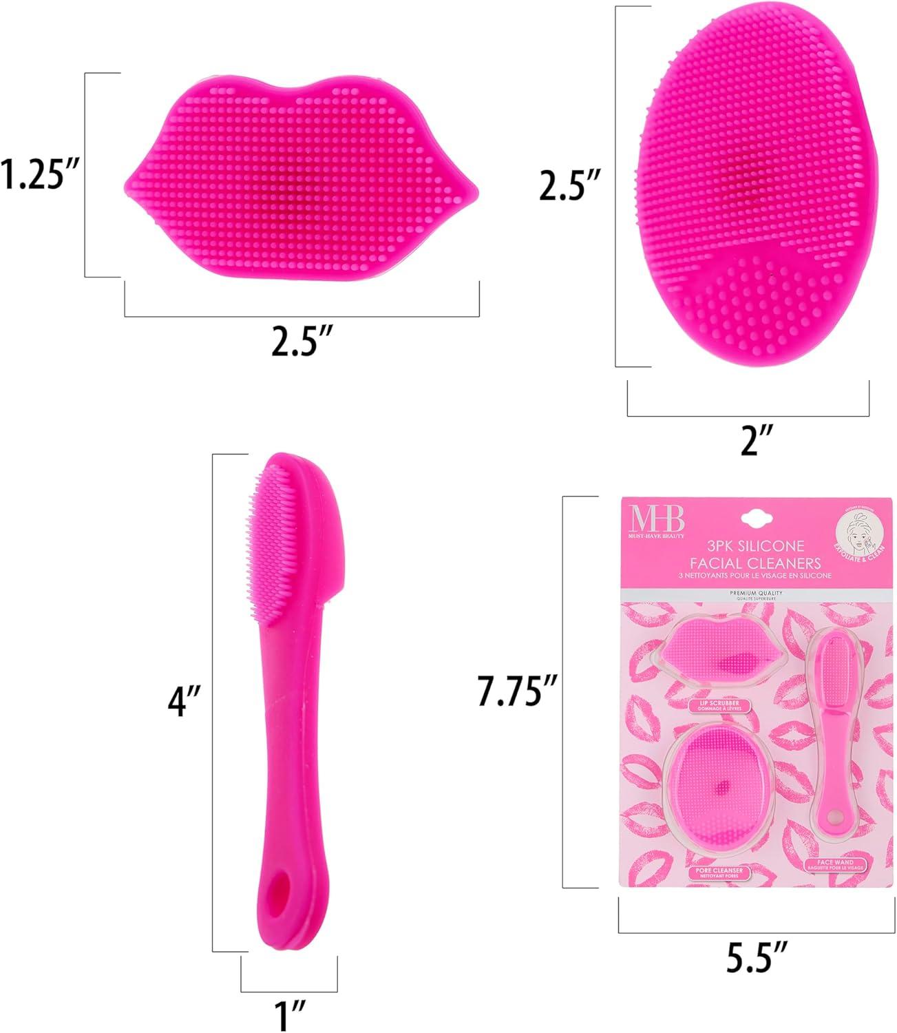 image:image3pc Silicone Facial Cleaner Kit Face Wand Lip Scrubber Pore Exfoliation Reusable Tools Gentle Daily Massager Skin Health