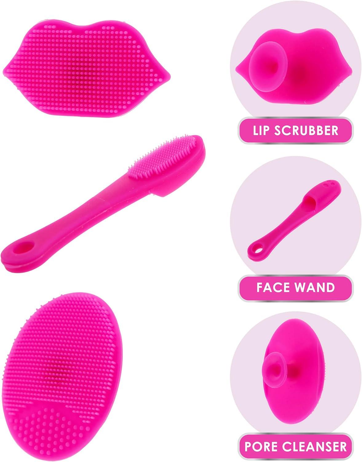 image:image3pc Silicone Facial Cleaner Kit Face Wand Lip Scrubber Pore Exfoliation Reusable Tools Gentle Daily Massager Skin Health