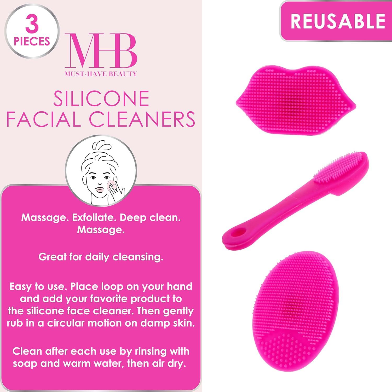 image:image3pc Silicone Facial Cleaner Kit Face Wand Lip Scrubber Pore Exfoliation Reusable Tools Gentle Daily Massager Skin Health
