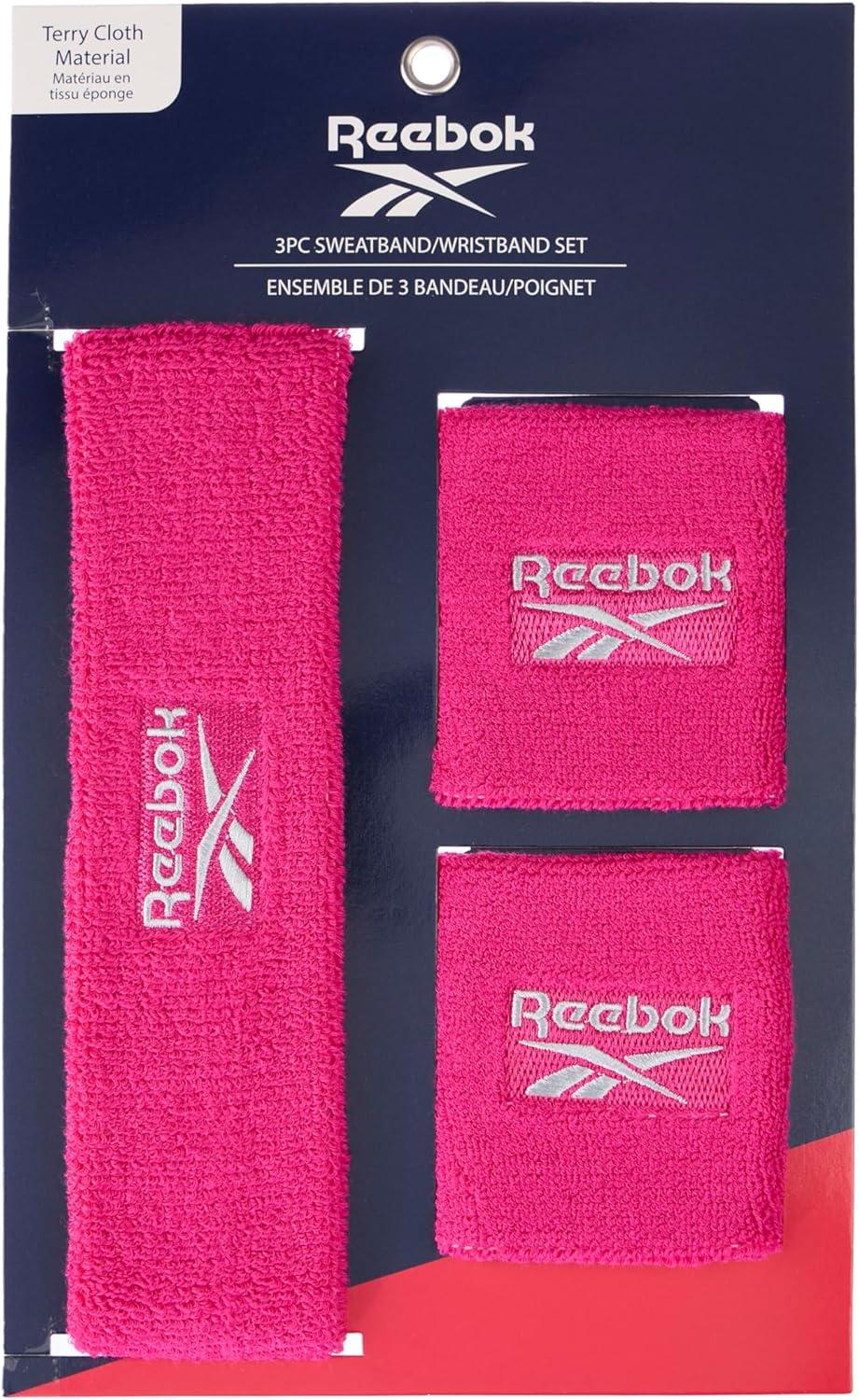 image:image3pc Unisex Athletic Sweatband Set 225in Workout Headband amp 325in Wristbands wStay Dry Technology Terry Cloth Band MoistureWicking Fabric Quality Fitness Accessories for Active ComfortReebokFuchsia