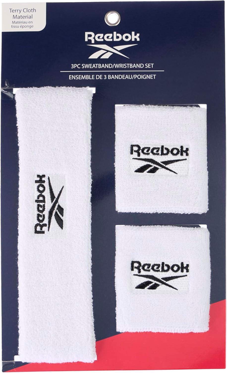 image:image3pc Unisex Athletic Sweatband Set 225in Workout Headband amp 325in Wristbands wStay Dry Technology Terry Cloth Band MoistureWicking Fabric Quality Fitness Accessories for Active ComfortReebokWhite