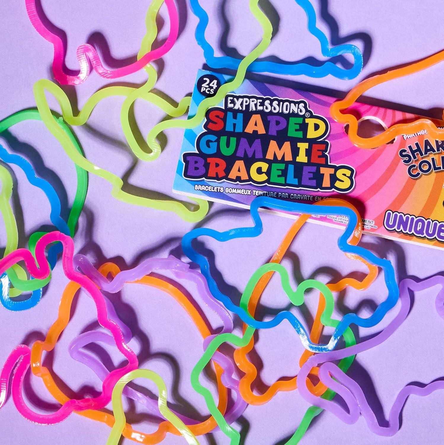 image:image48pc Shaped Gummie Bracelets Bulk Pack Bright Colored Shaped Rubberband Bracelets Bracelet Rubber Bands Kit Rubber Bracelets For Kids amp Kids Party Favors Colored Rubber Bands