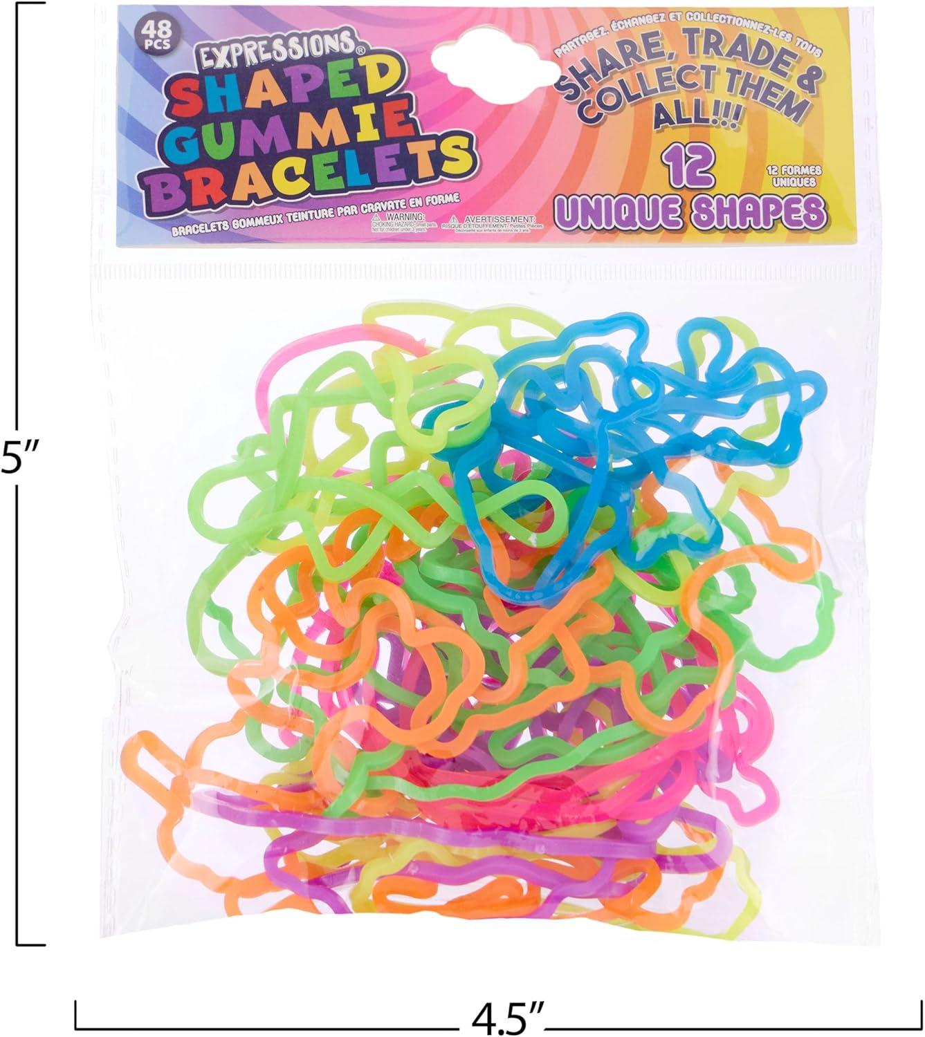 image:image48pc Shaped Gummie Bracelets Bulk Pack Bright Colored Shaped Rubberband Bracelets Bracelet Rubber Bands Kit Rubber Bracelets For Kids amp Kids Party Favors Colored Rubber Bands