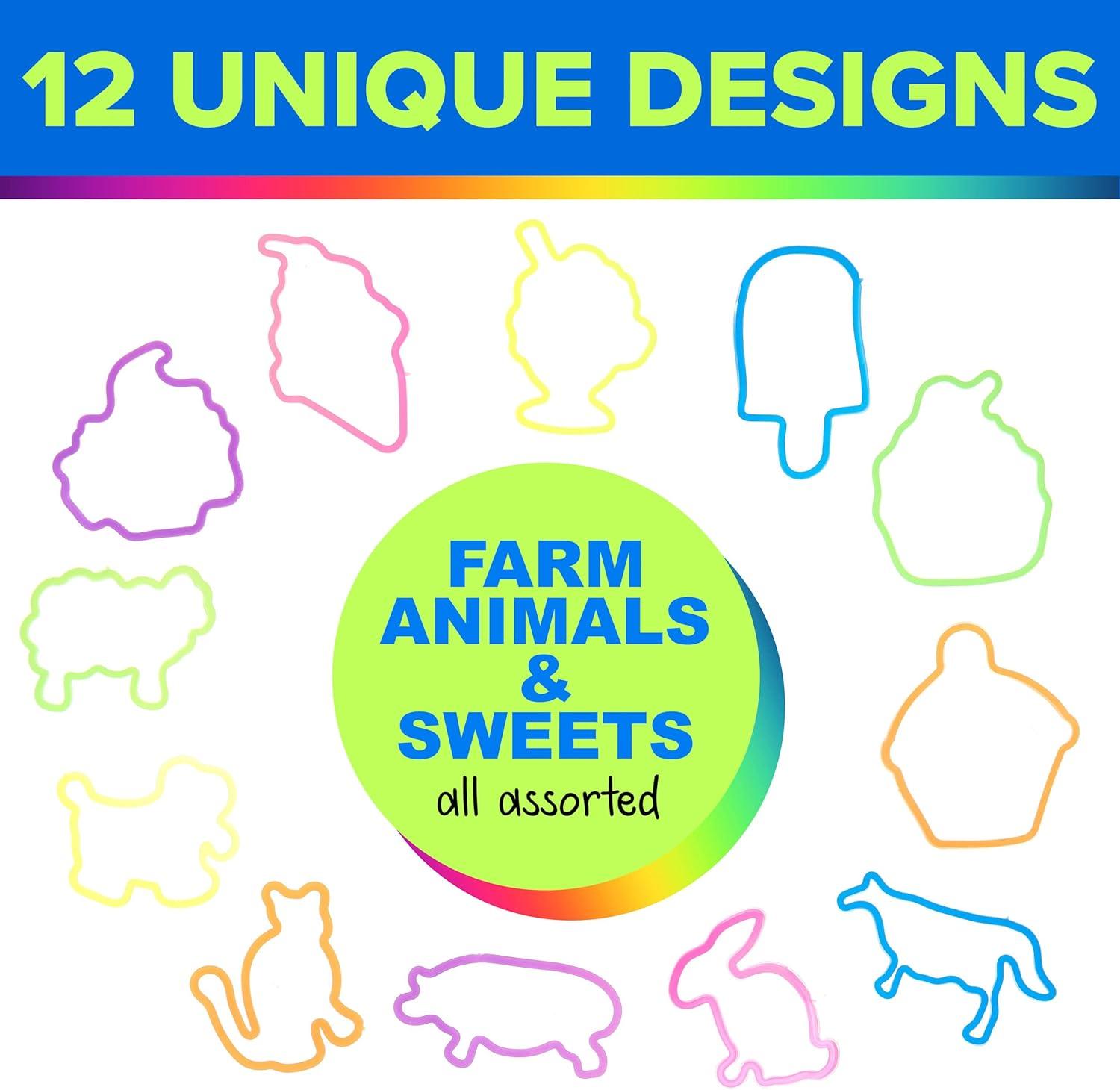 image:image48pc Shaped Gummie Bracelets Bulk Pack Bright Colored Shaped Rubberband Bracelets Bracelet Rubber Bands Kit Rubber Bracelets For Kids amp Kids Party Favors Colored Rubber Bands