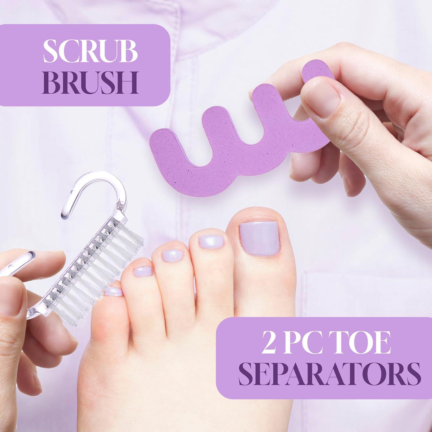 image:image5pc Pedicure Kit AllinOne Home Pedicure Set wToe Nail Clipper Exfoliating Stone Callus Smoother Toe Separators Foot Scrub Brush Complete Foot Care Kit Lavender