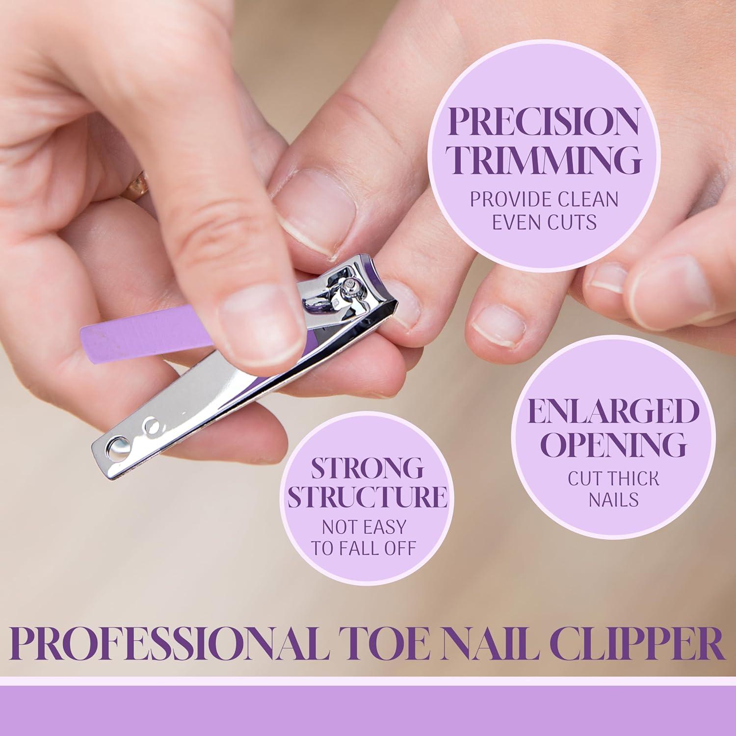 image:image5pc Pedicure Kit AllinOne Home Pedicure Set wToe Nail Clipper Exfoliating Stone Callus Smoother Toe Separators Foot Scrub Brush Complete Foot Care Kit Lavender