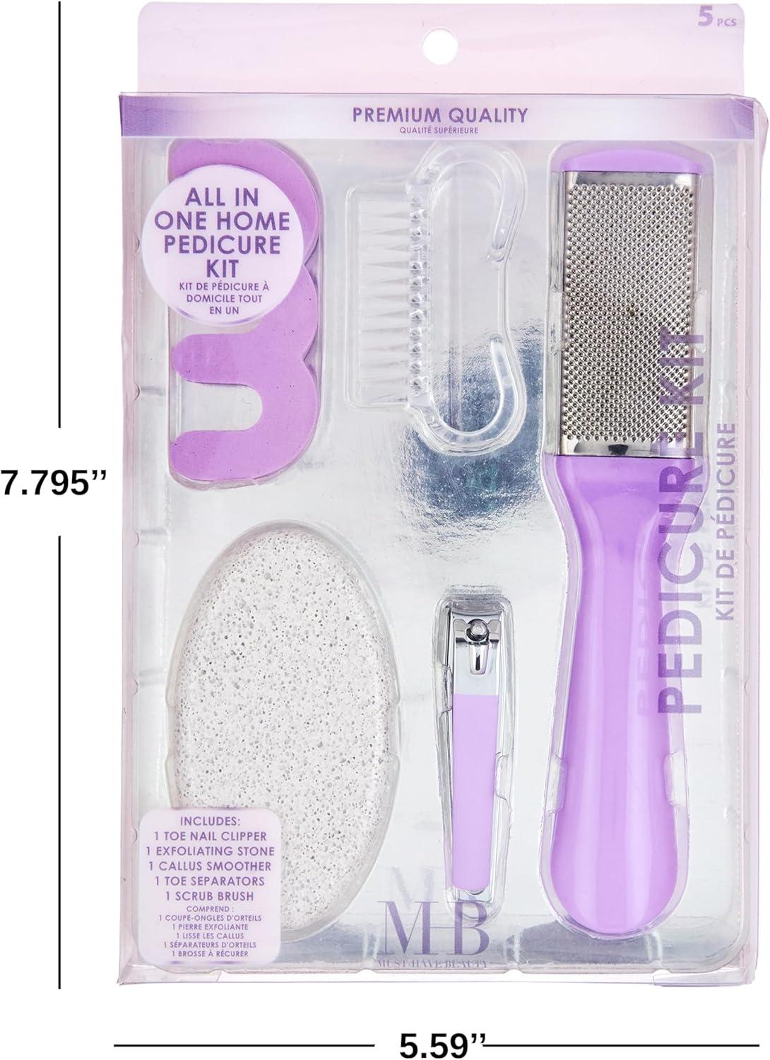 image:image5pc Pedicure Kit AllinOne Home Pedicure Set wToe Nail Clipper Exfoliating Stone Callus Smoother Toe Separators Foot Scrub Brush Complete Foot Care Kit Lavender