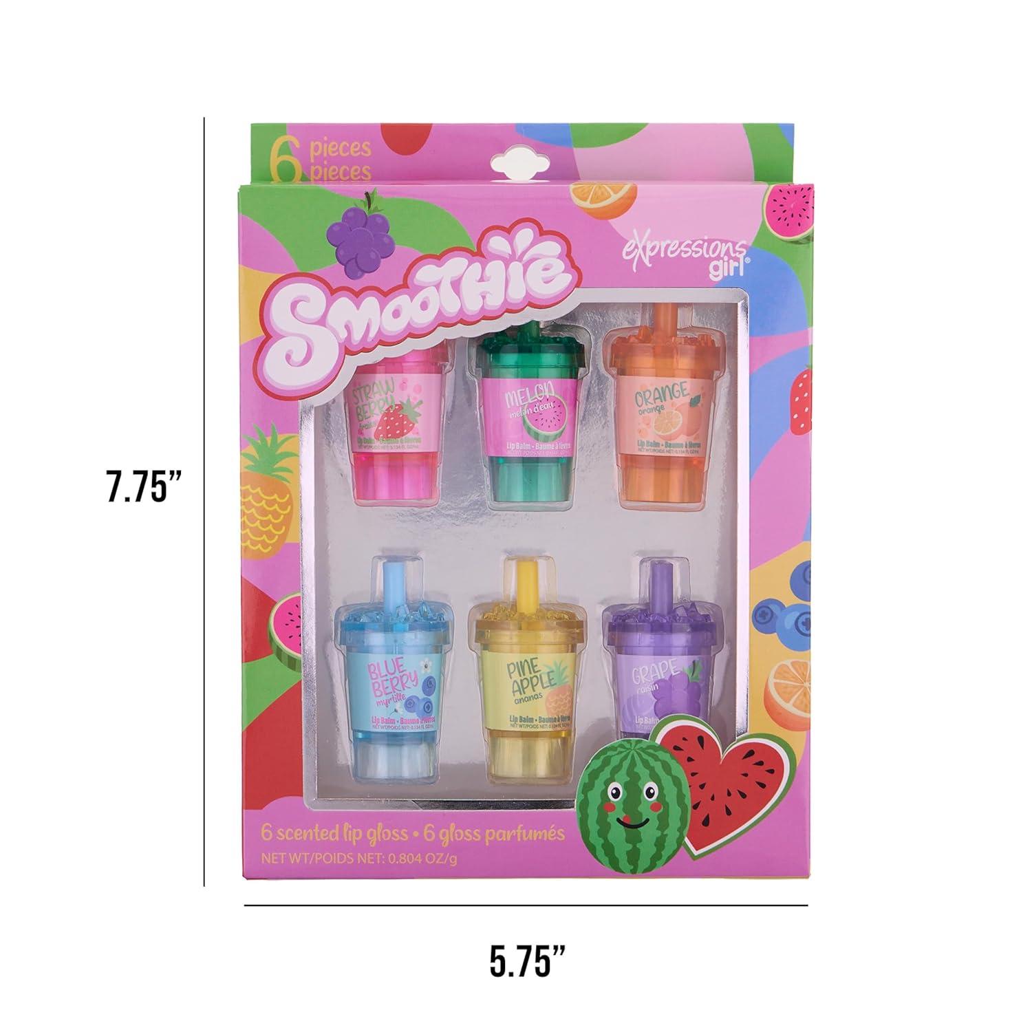image:image6pc Smoothie Lip Balm Set FruitScented Lip Glosses in Adorable SmoothieShaped Containers
