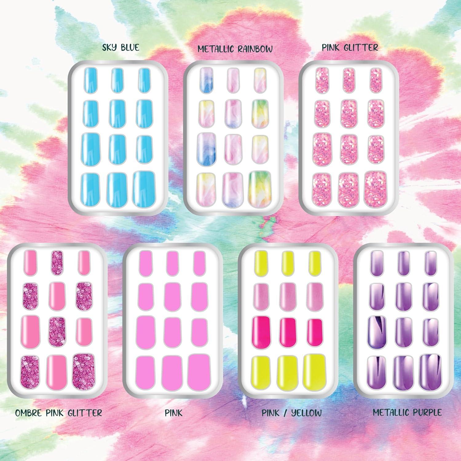 image:image7 Day Manicure Collection 84PC Press On Nail Set DayOfTheWeek Adhesive False Nails for Girls PARIS LOVE Collection Colorful Novelty Designs Stick On Nails For KidsUnicorn