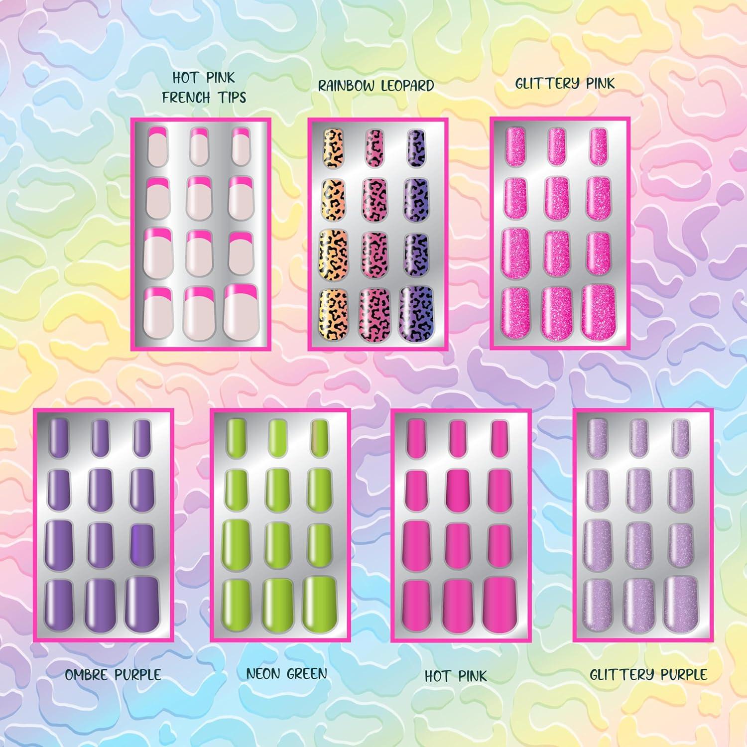 image:image7 Day Manicure Collection 84PC Press On Nail Set DayOfTheWeek Adhesive False Nails for Girls PARIS LOVE Collection Colorful Novelty Designs Stick On Nails For KidsMeowgirl