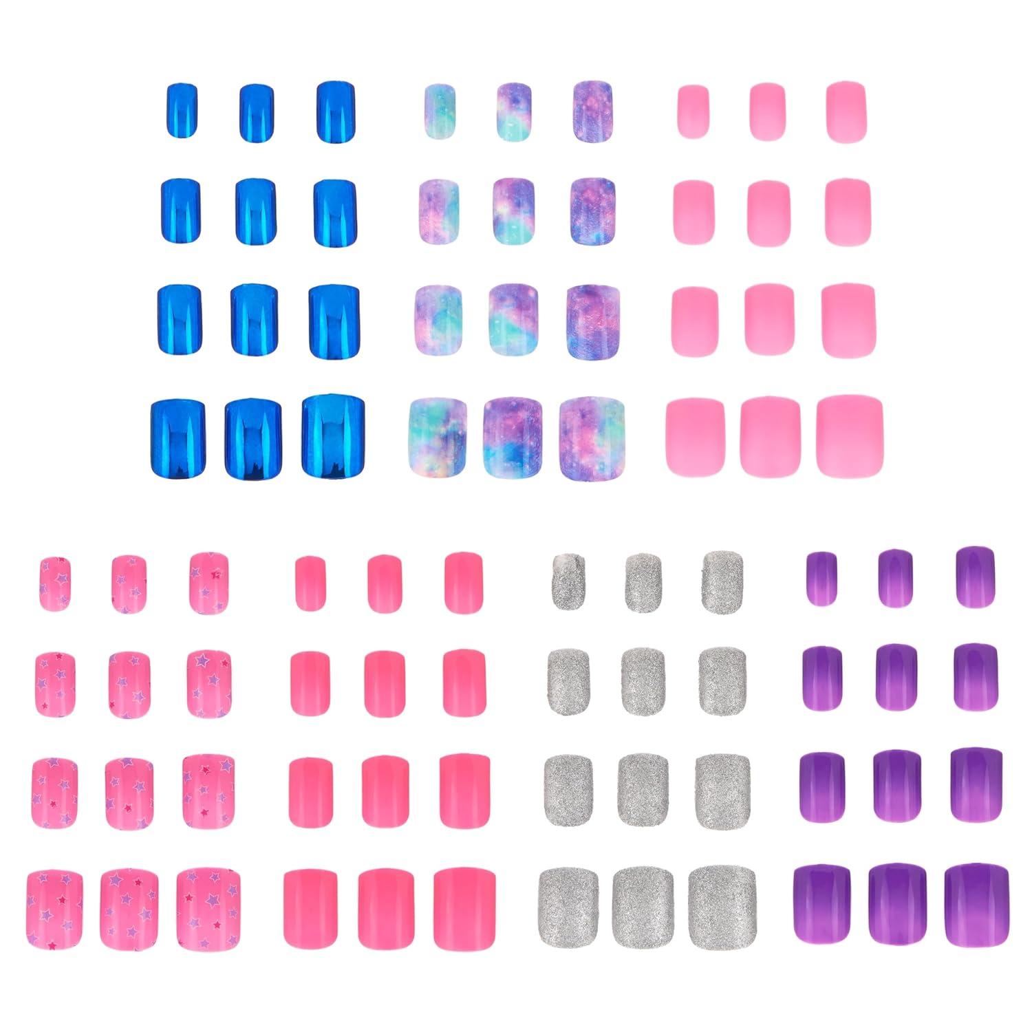image:image7 Day Manicure Collection 84PC Press On Nail Set DayOfTheWeek Adhesive False Nails for Girls PARIS LOVE Collection Colorful Novelty Designs Stick On Nails For KidsShine Bright