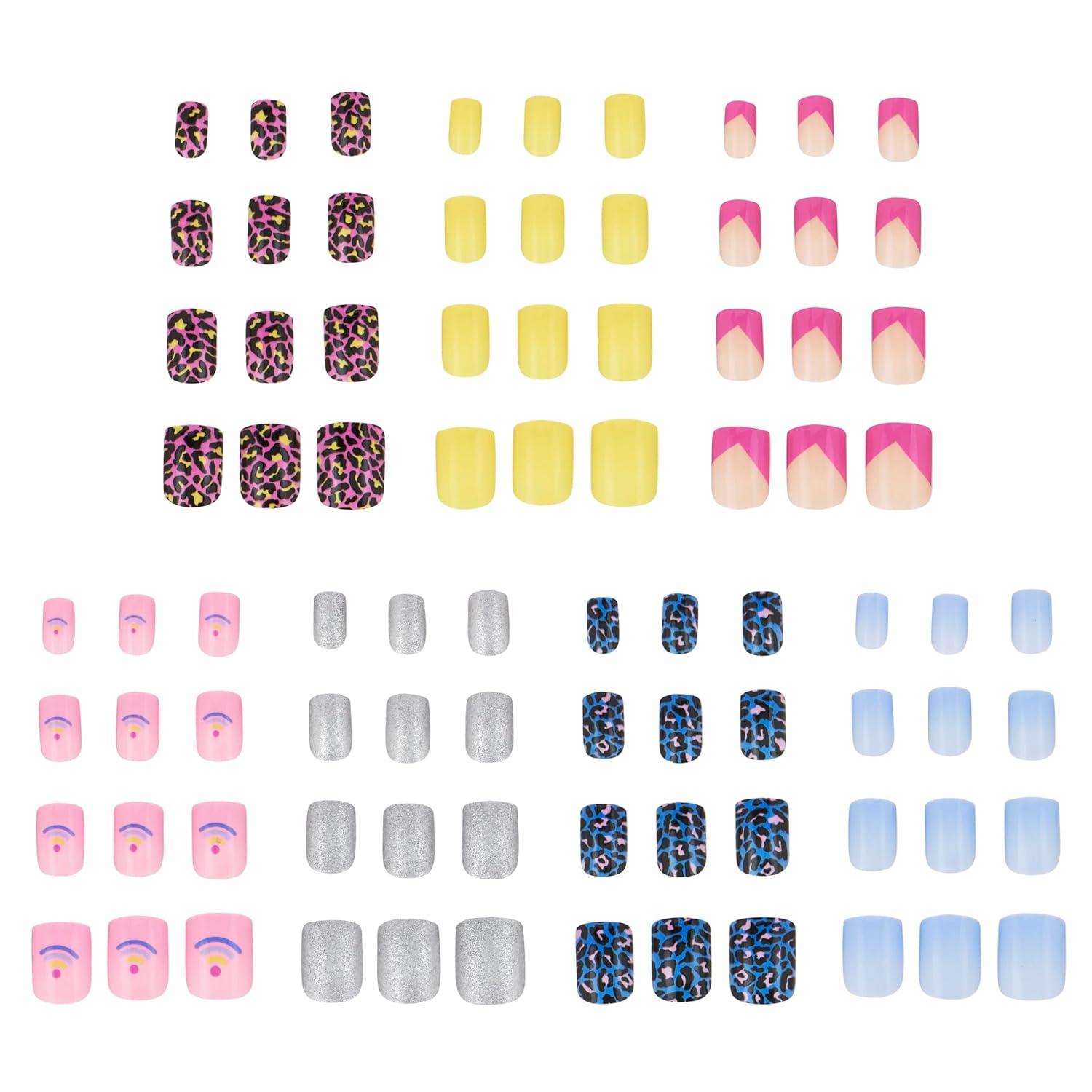 image:image7 Day Manicure Collection 84PC Press On Nail Set DayOfTheWeek Adhesive False Nails for Girls PARIS LOVE Collection Colorful Novelty Designs Stick On Nails For KidsHELLO